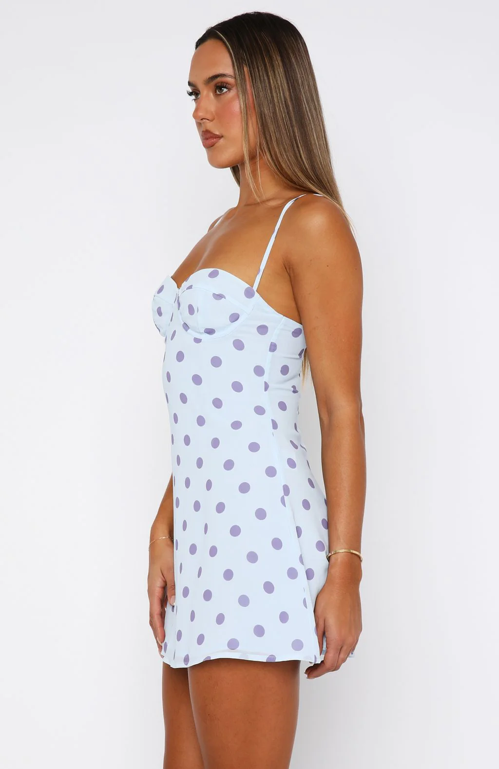 In The Back Of My Mind Mini Dress Baby Blue Polka Dot