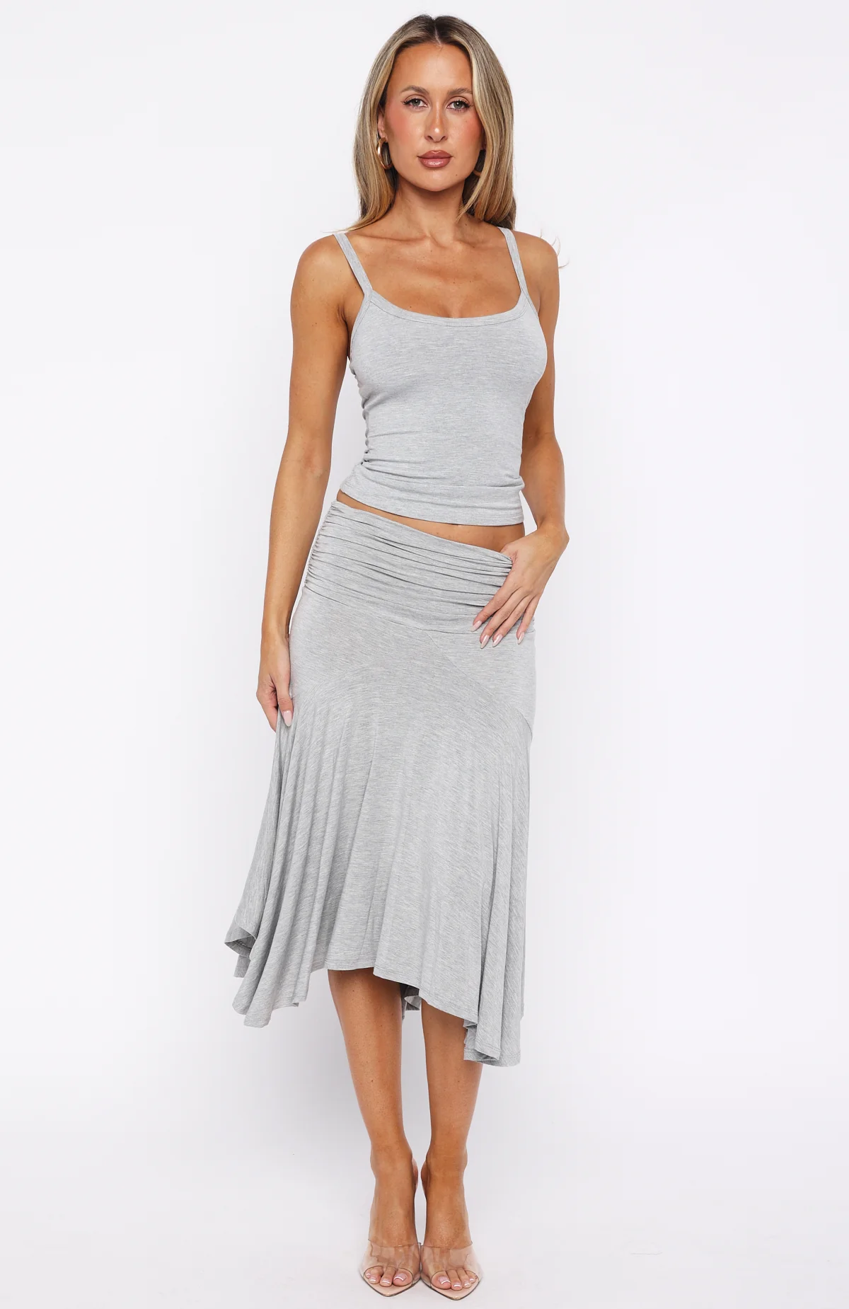 Dressing Up Midi Skirt Grey Marle