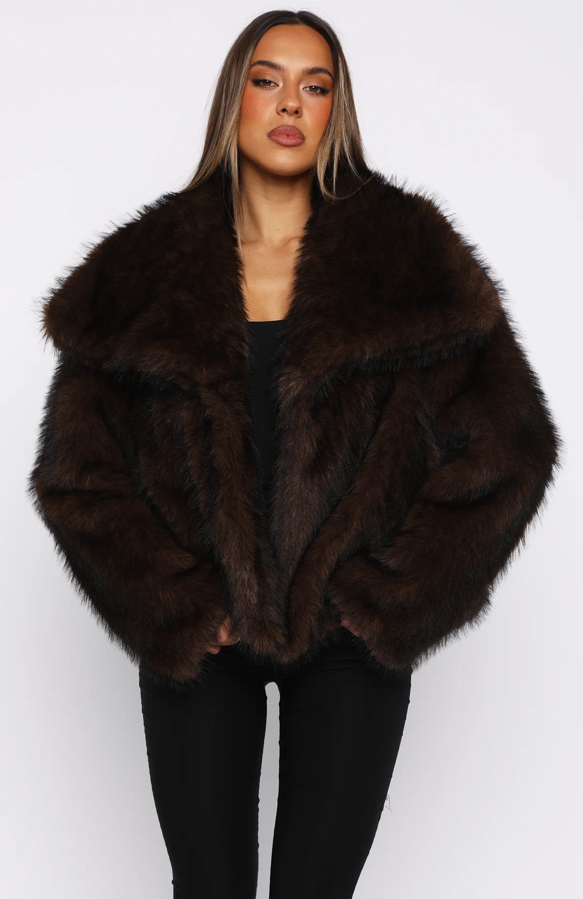 Dirty Martini Faux Fur Jacket Chocolate