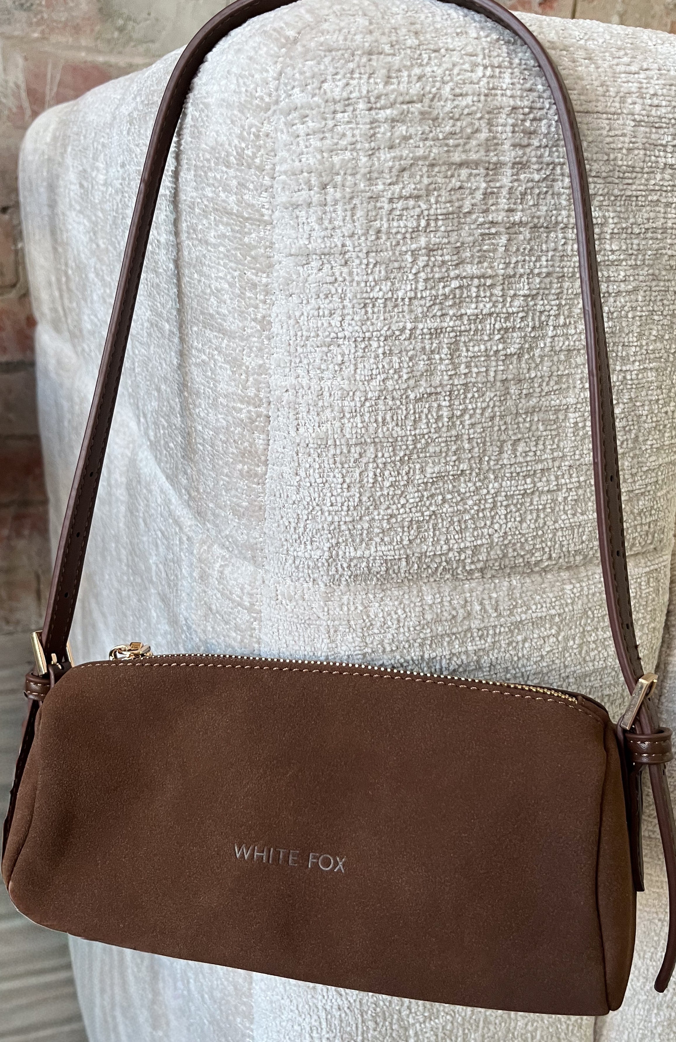 Gannon Shoulder Bag Chocolate Faux Suede