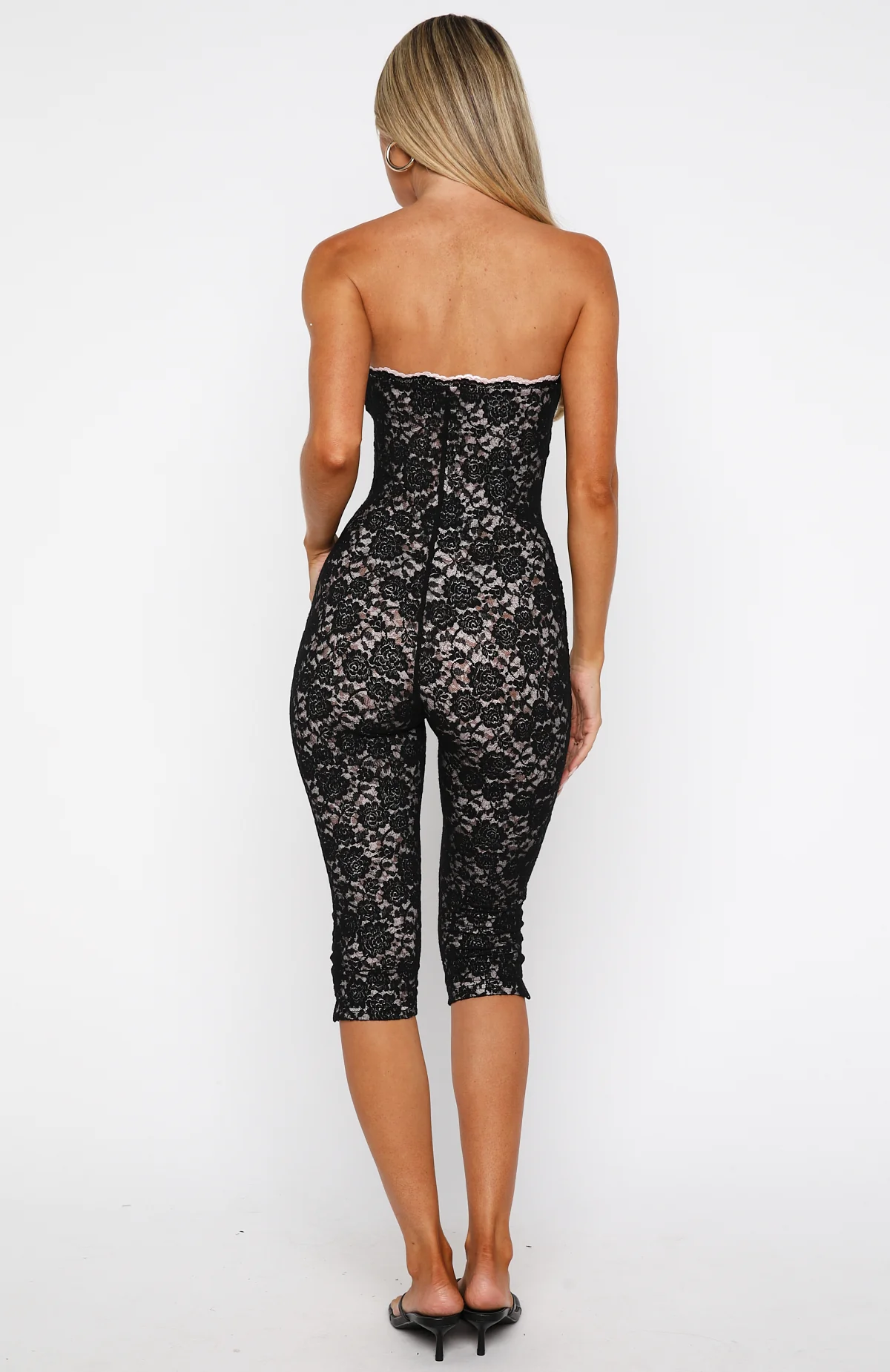 Holding My Soul Strapless Lace Jumpsuit Black
