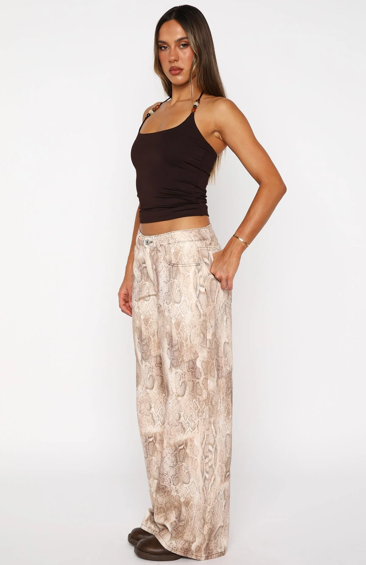 Maeve Low Rise Wide Leg Jeans Desert Snake
