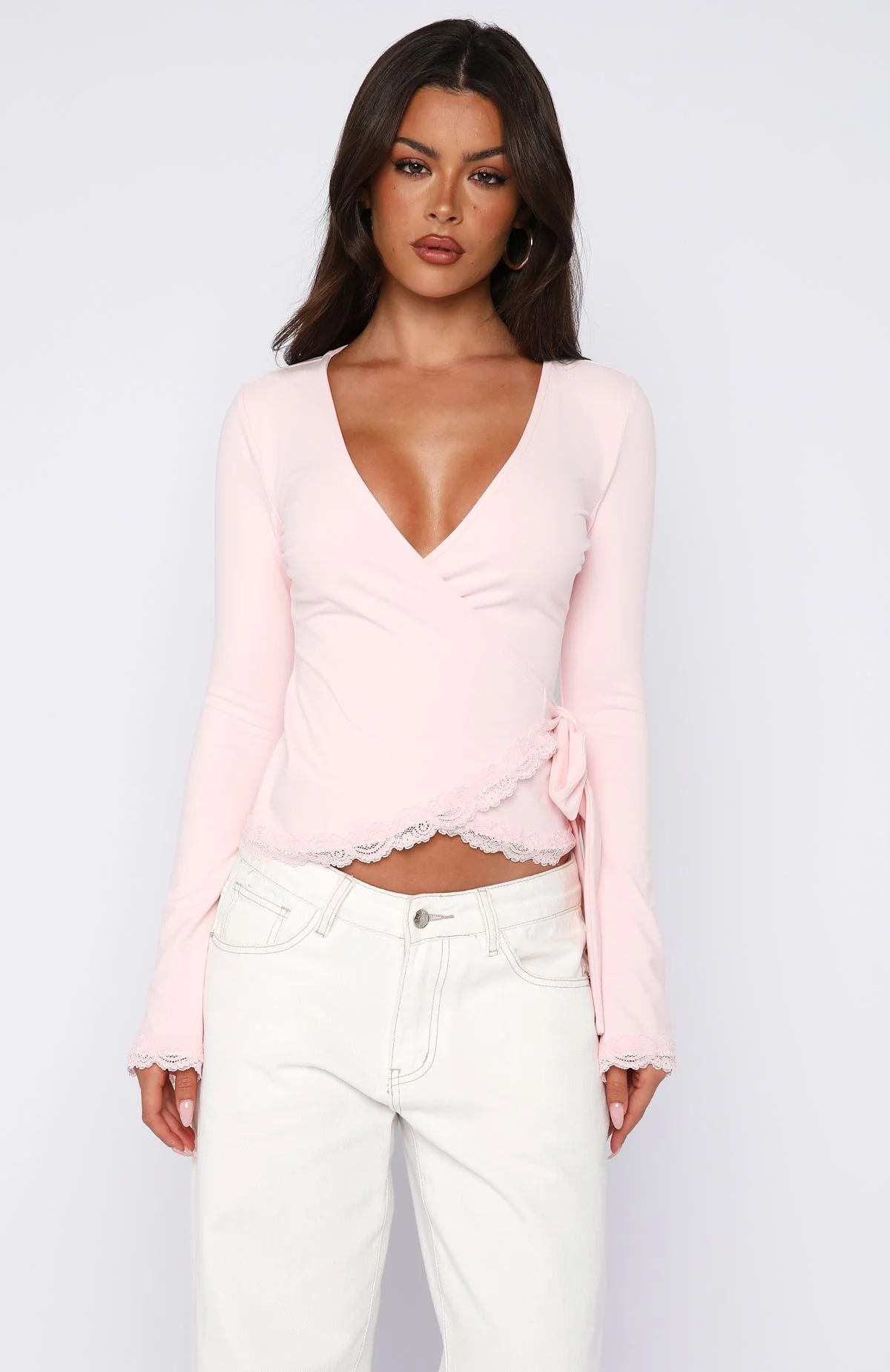 Cater To You Long Sleeve Top Baby Pink
