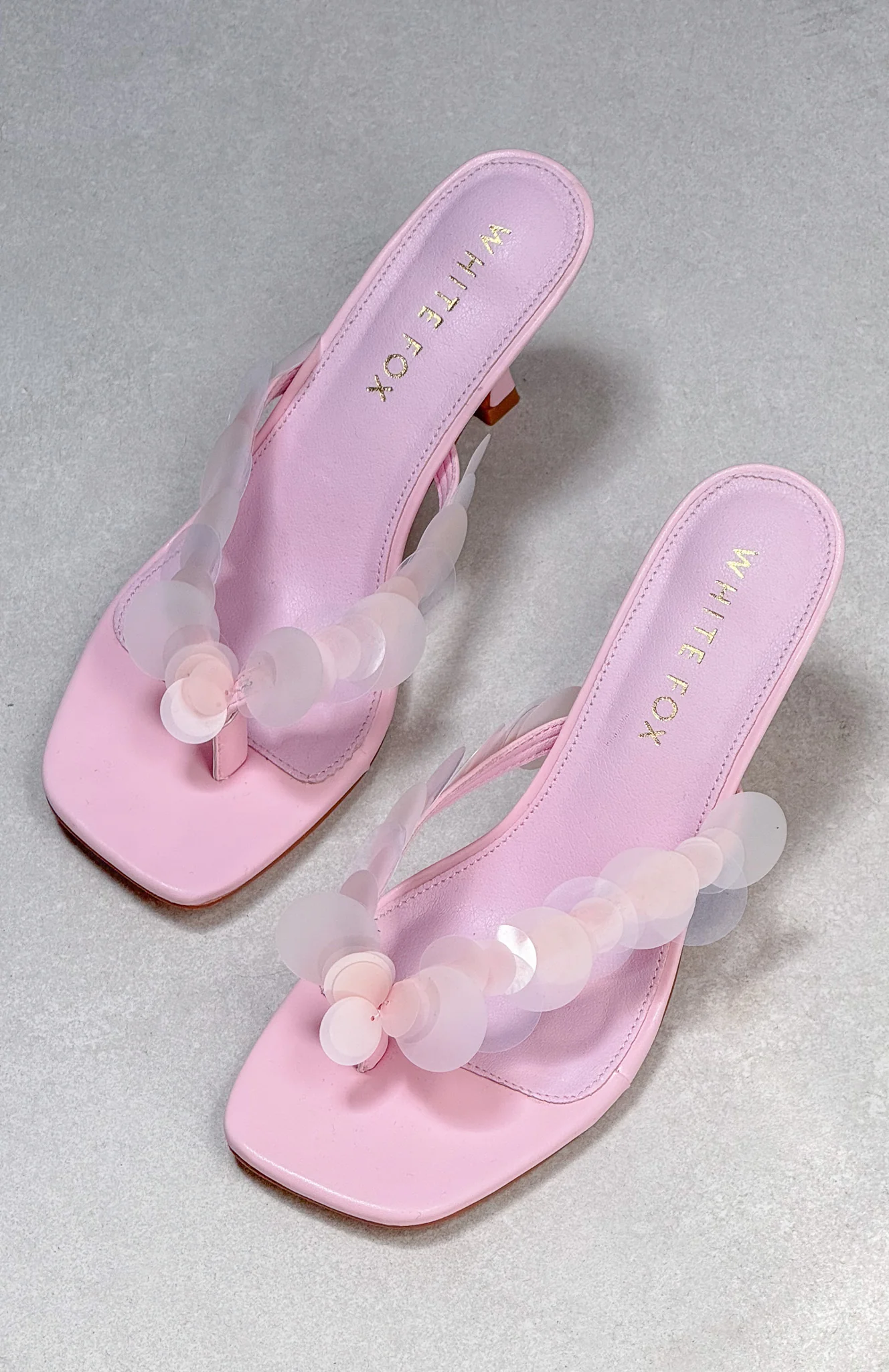 Imogen Sequin Mules Baby Pink