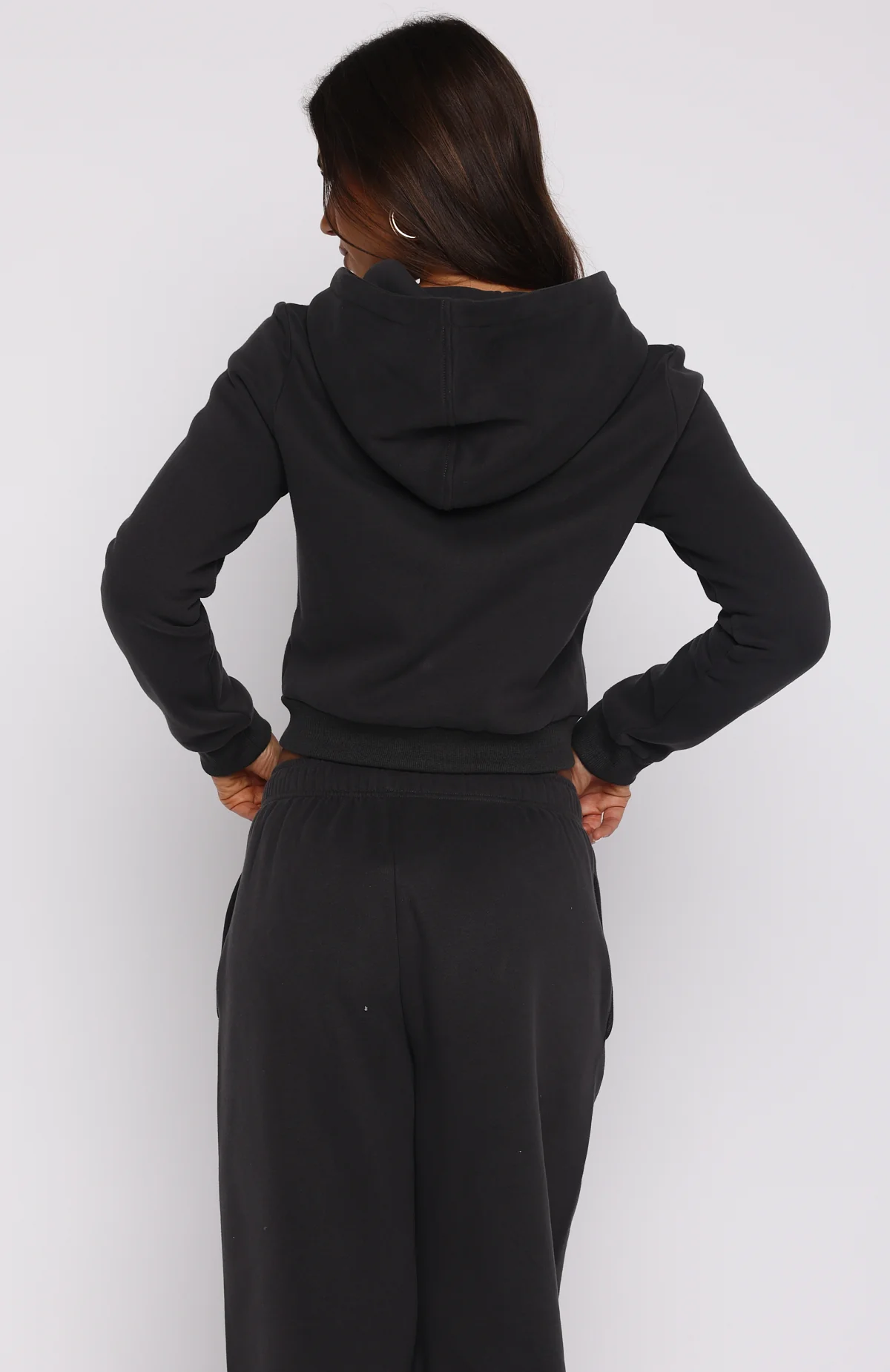 Comfy And Cute Slim Zip Front Hoodie Charcoal