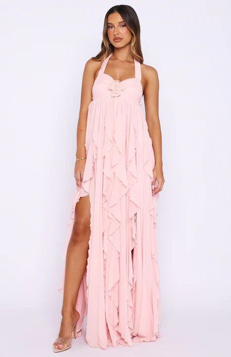 Coral Sands Mesh Maxi Dress Pink