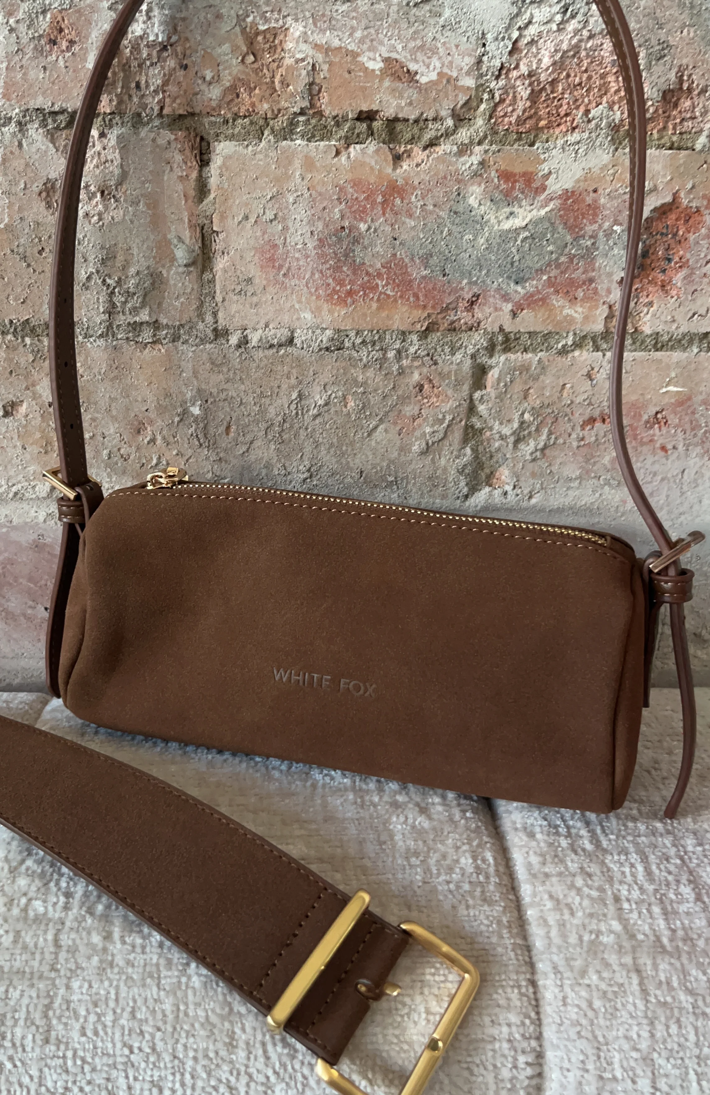 Gannon Shoulder Bag Chocolate Faux Suede