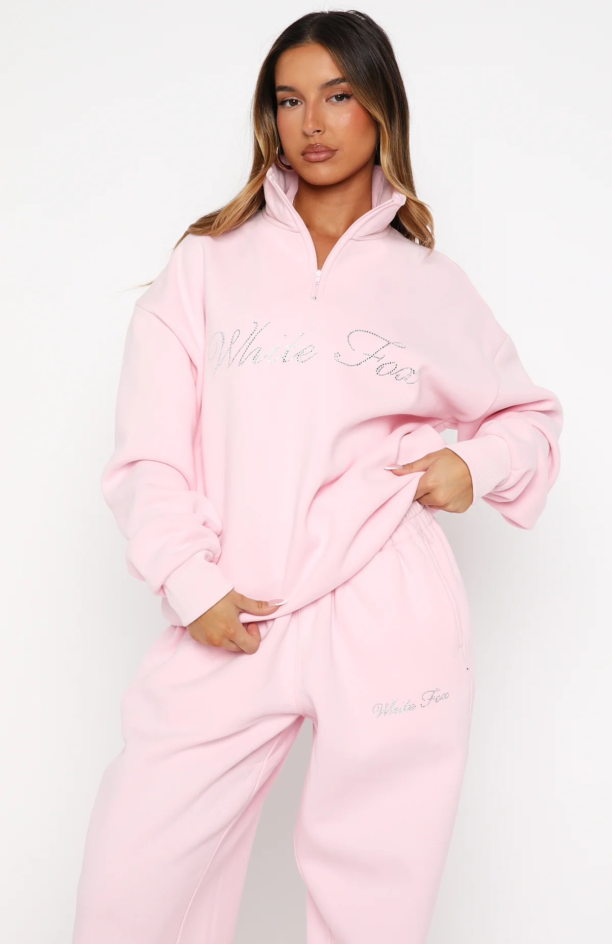 Make It Or Break It Quarter Zip Sweater Pink