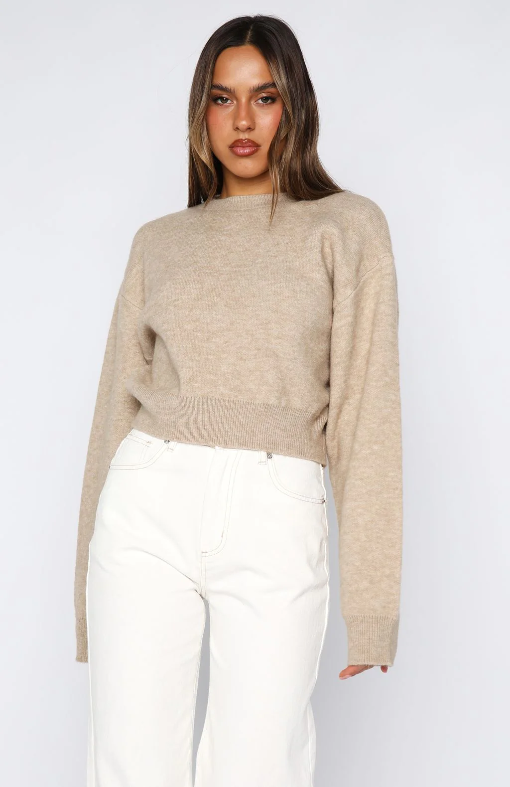 Can't Help Falling Knit Sweater Beige