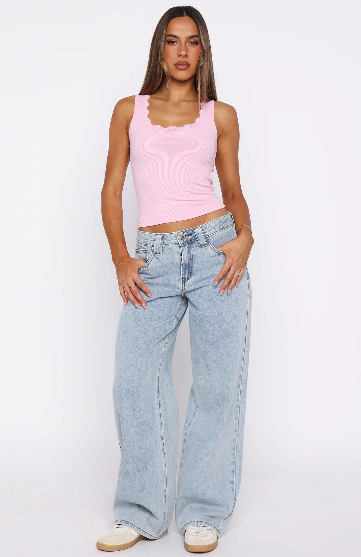 Spotted You Tank Ribbed Top Baby Pink