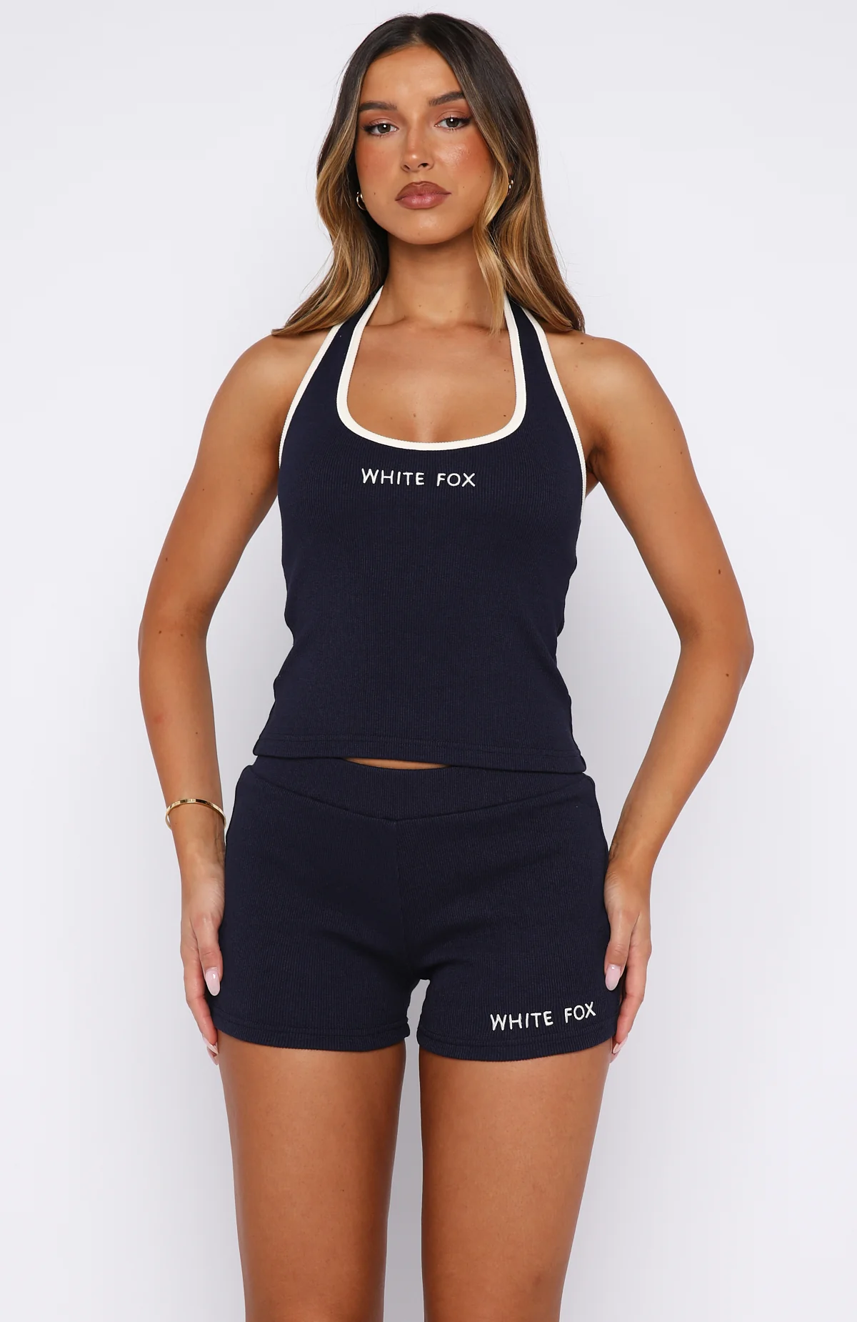 Doing My Best Ribbed Bike Shorts Navy