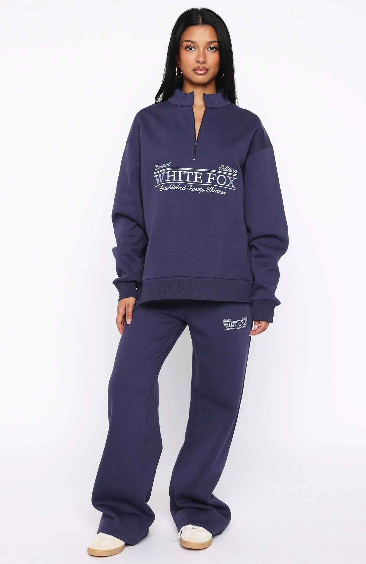 Standing My Ground Zip Front Sweater Navy