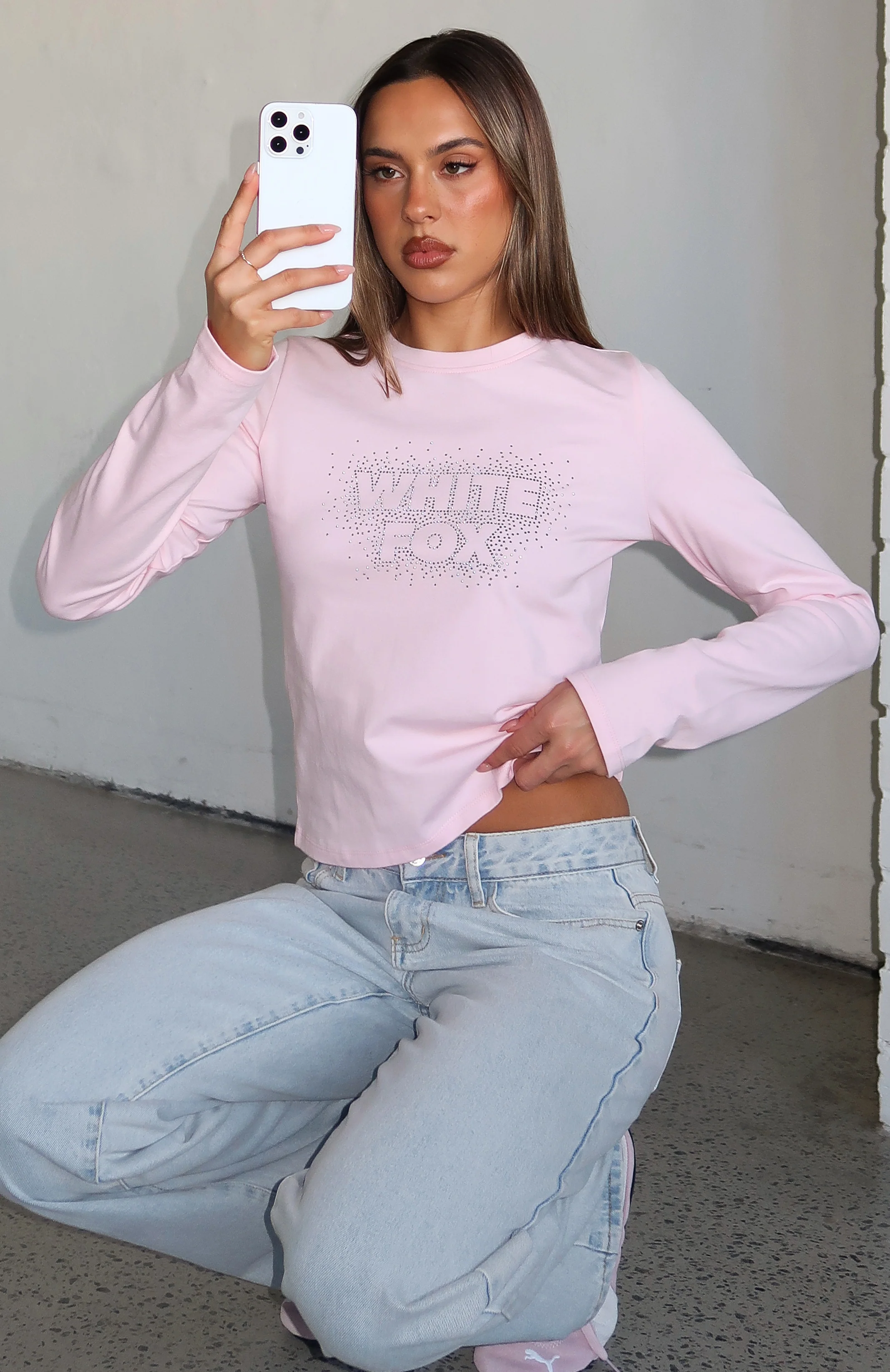 Let's Get Going Relaxed Long Sleeve Baby Tee Pink