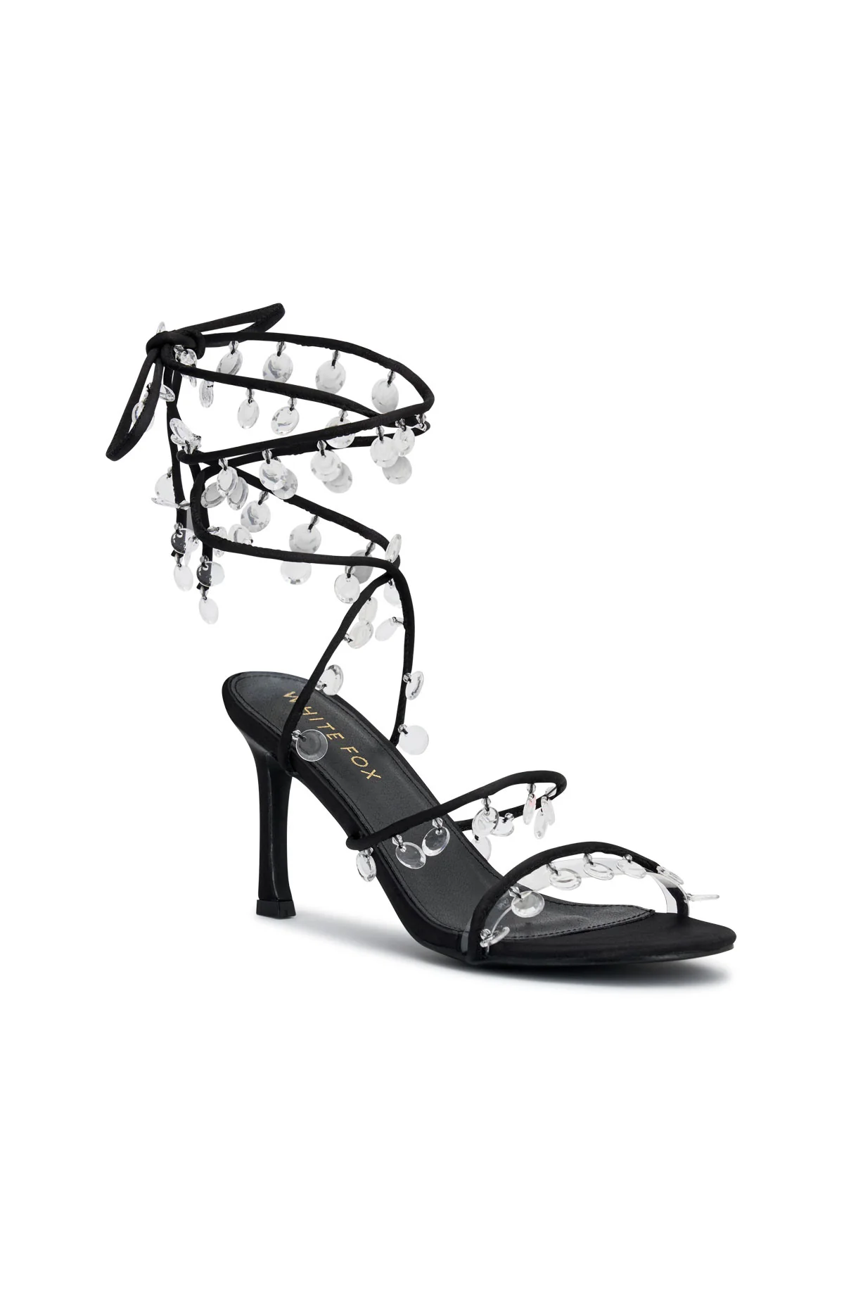 Rania Wrap Crystal Heels Black