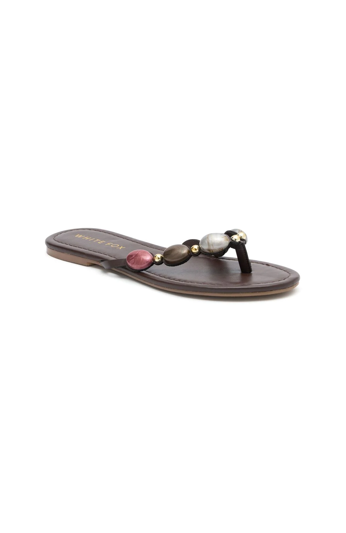 Kira Beaded Thong Sandals Chocolate
