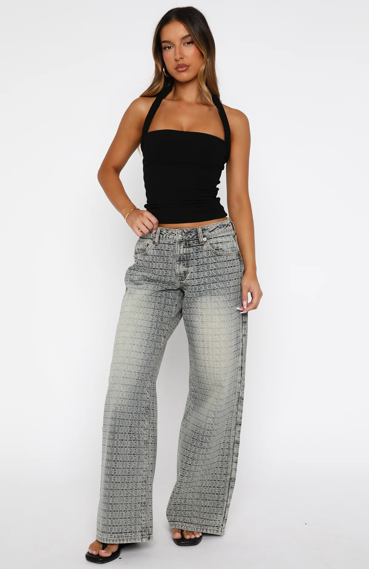 Tropic Dream Halter Top Black