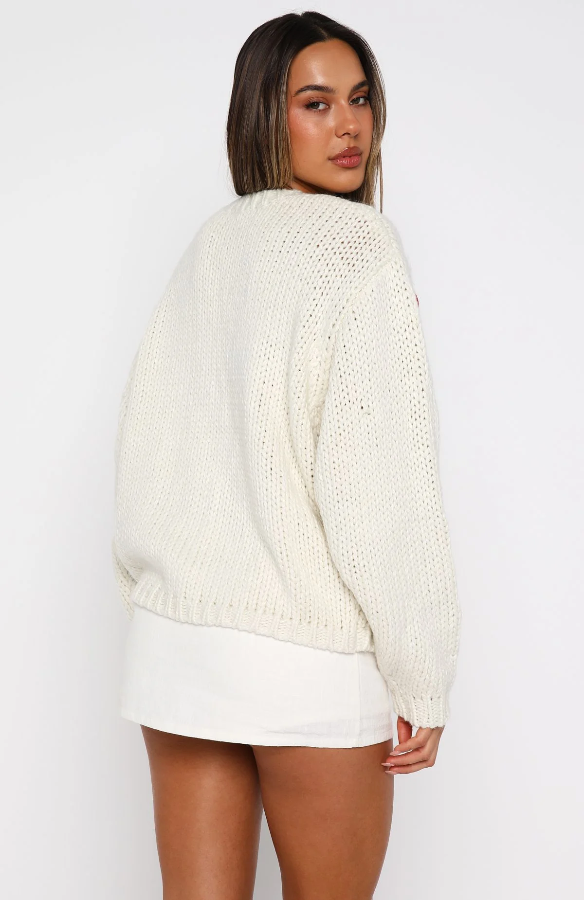 Candy Cane Crush Knit Sweater Cream