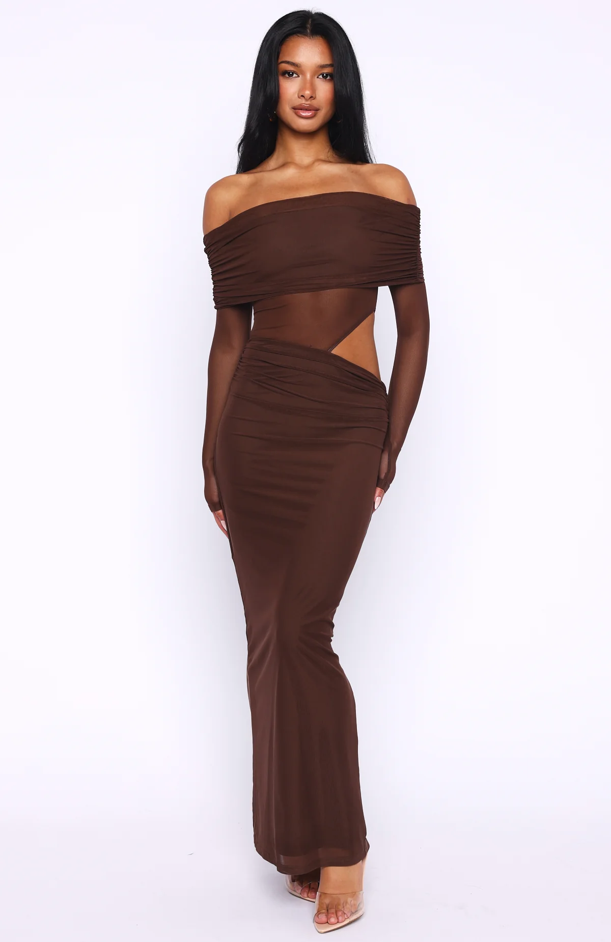 Take Another Look Long Sleeve Maxi Dress Chocolate