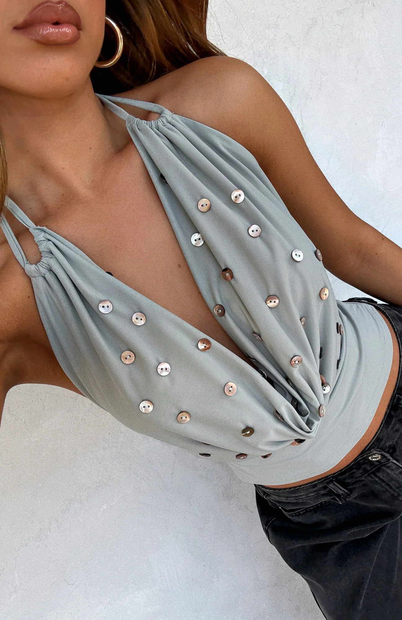 Not Alike Halter Top Slate