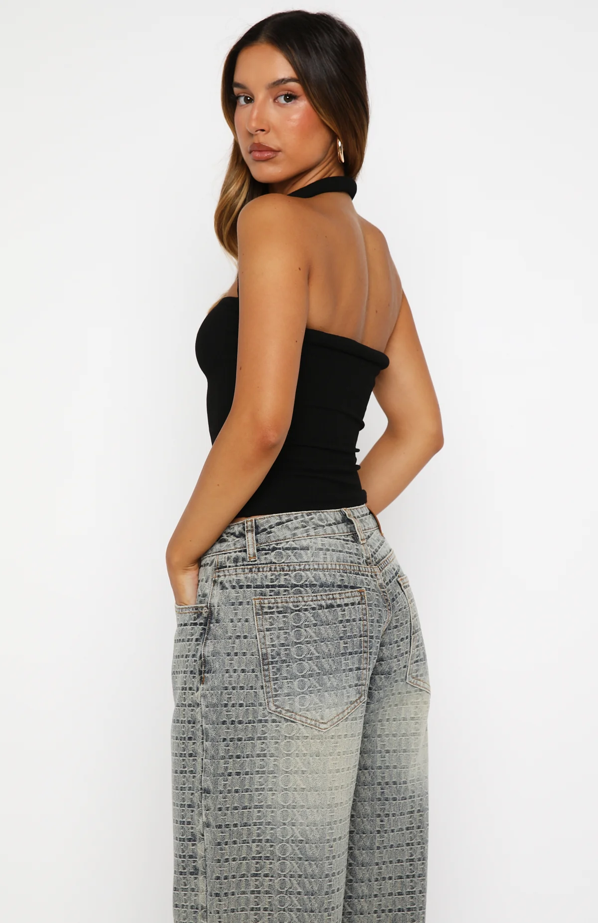 Tropic Dream Halter Top Black