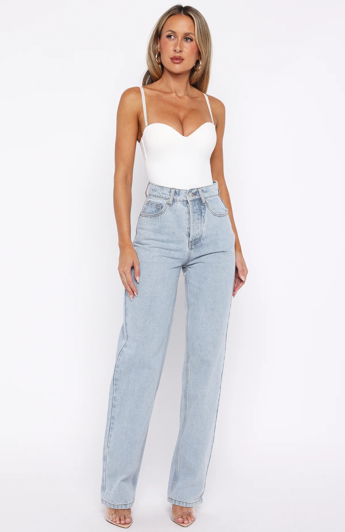 Always With Me High Rise Straight Leg Jeans Mid Blue