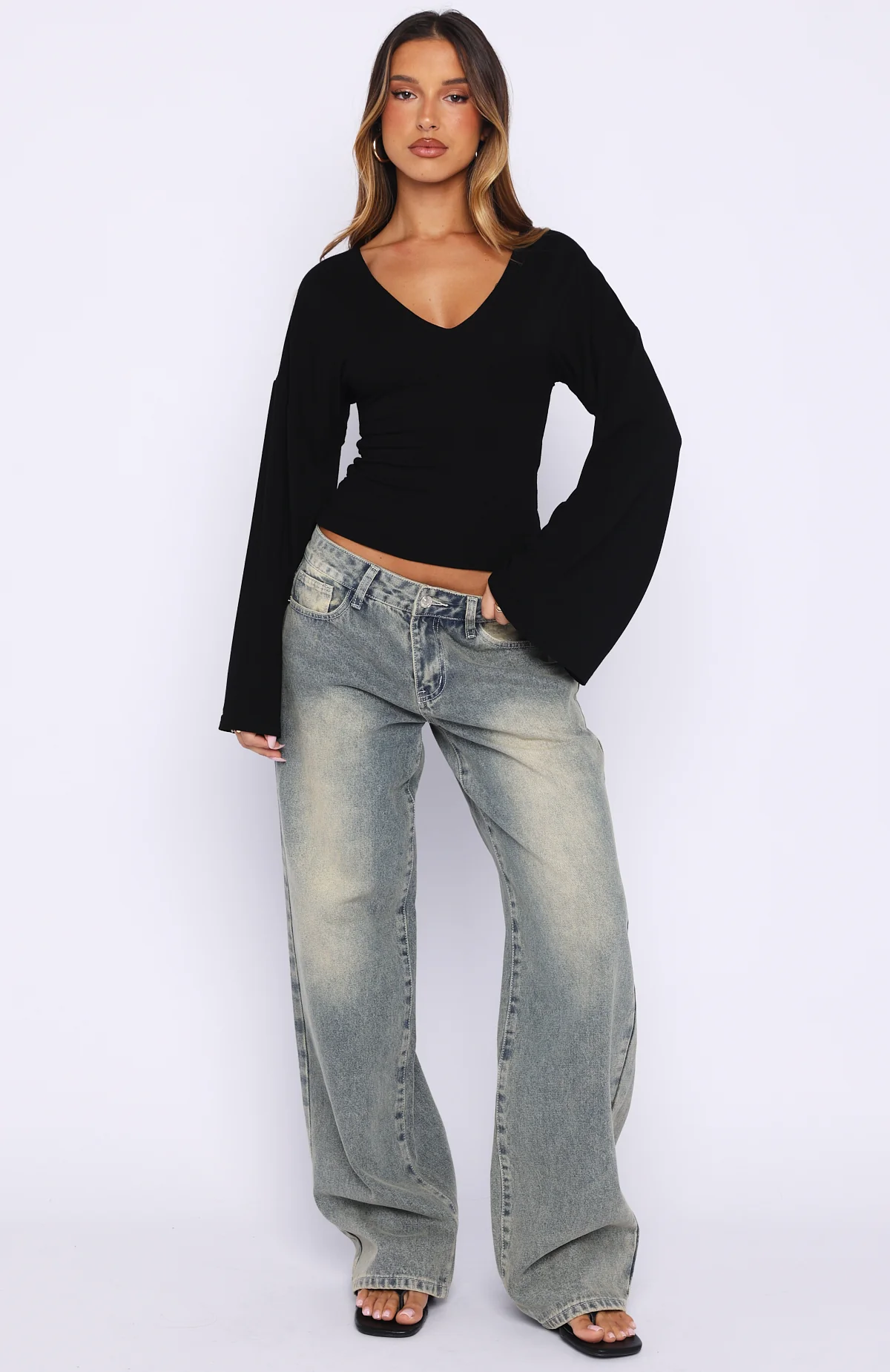 Nobody's Watching Long Sleeve Top Black