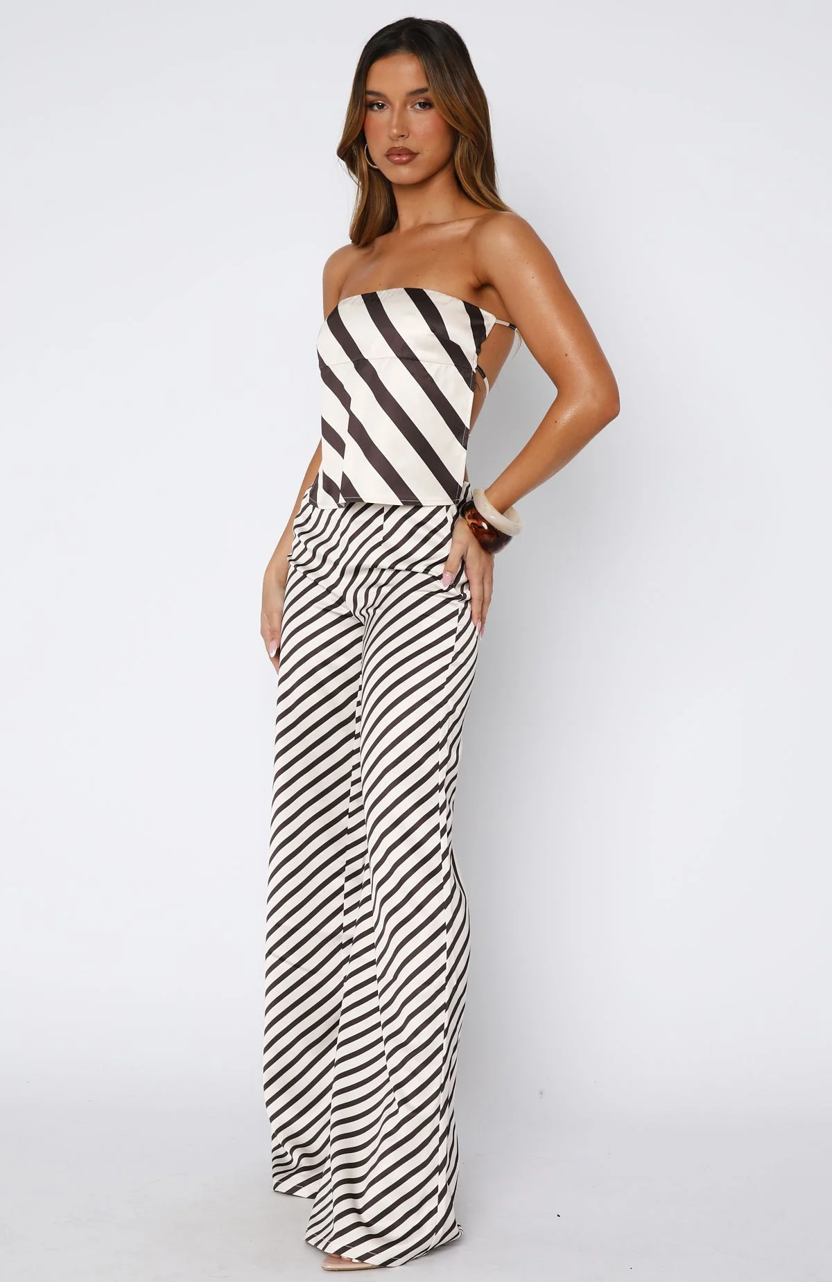 Can't Let Go Pant Ecru/Choc Stripe