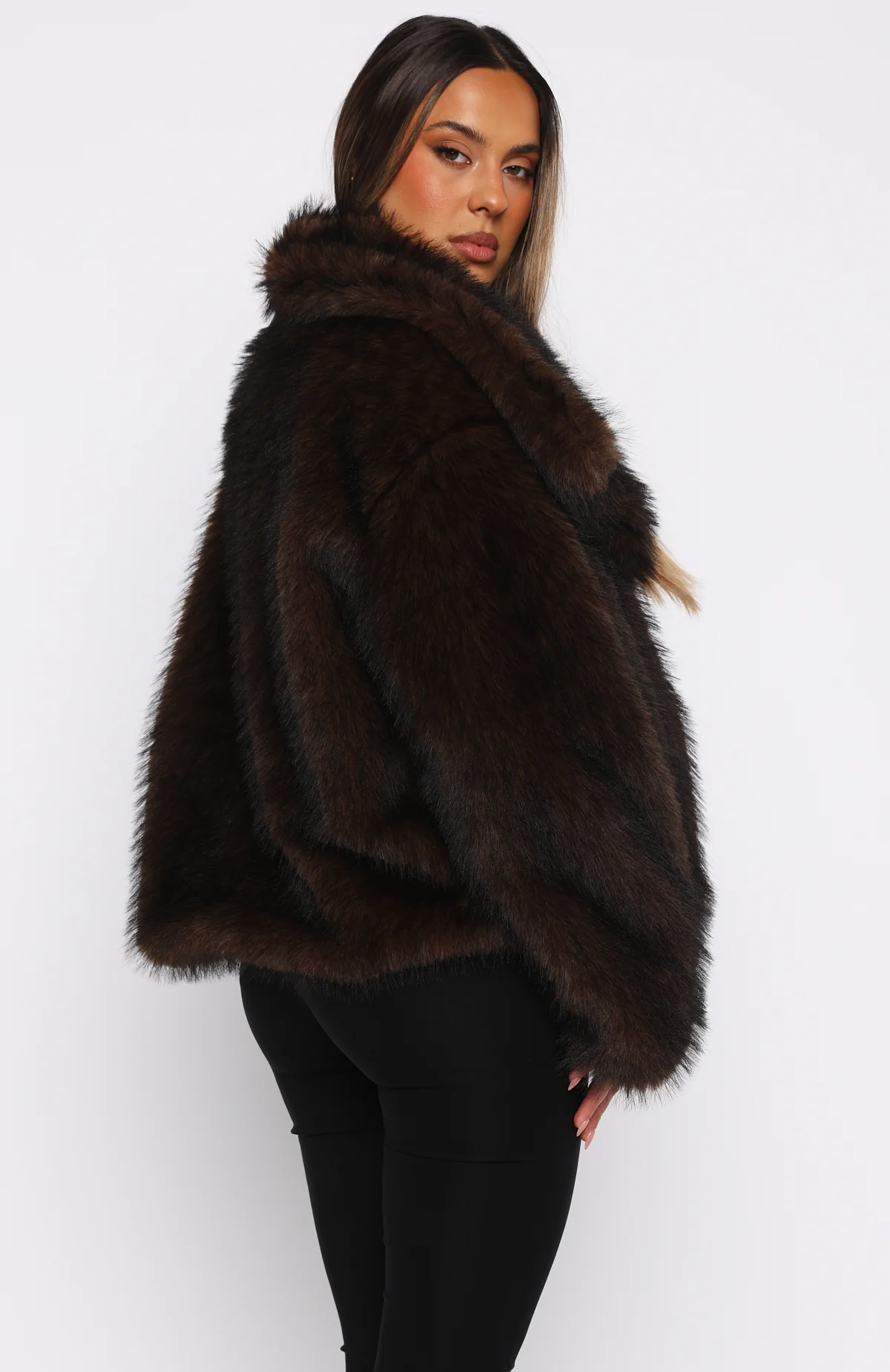 Dirty Martini Faux Fur Jacket Chocolate