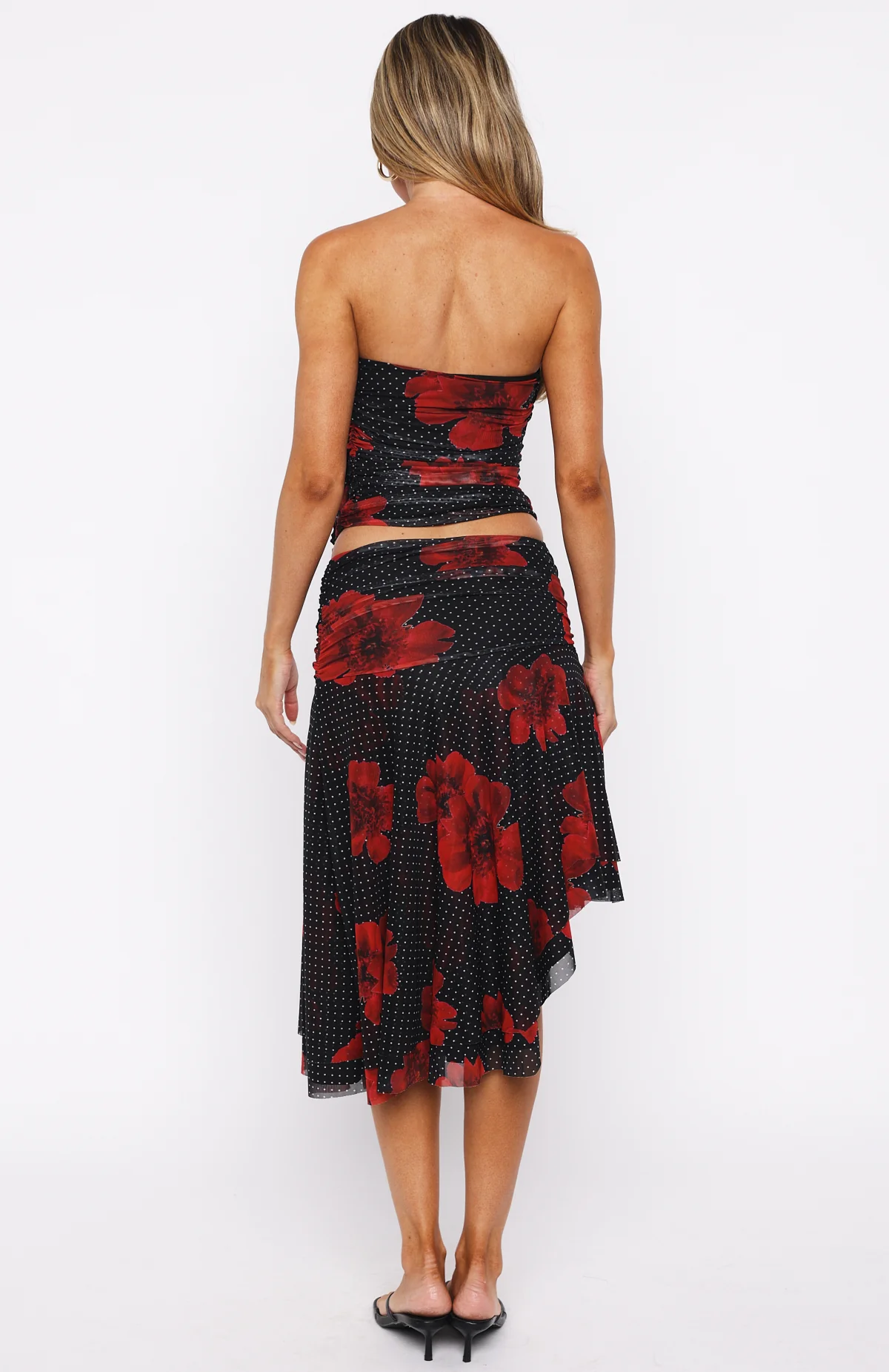 Save My Love Midi Skirt Black Scarlet Bloom