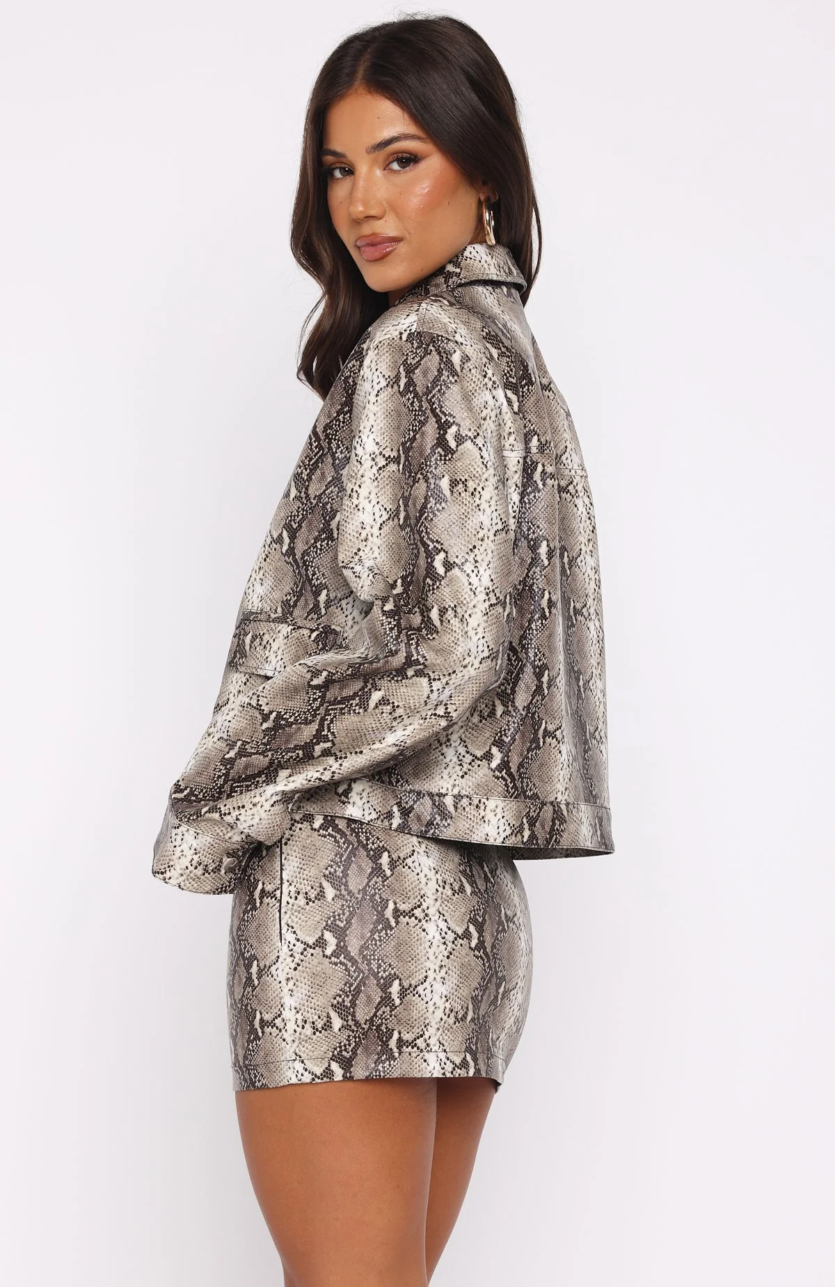 Beautiful Escape Pu Jacket Tan Snake