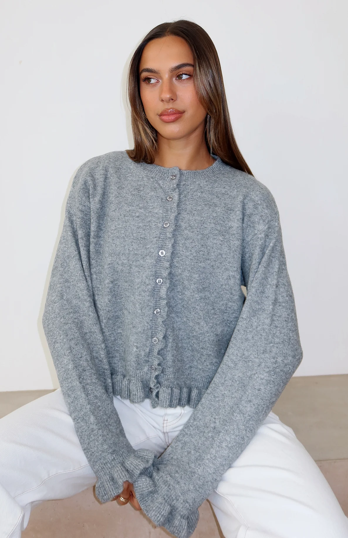 Cardi Club Knit Cardigan Heather Grey