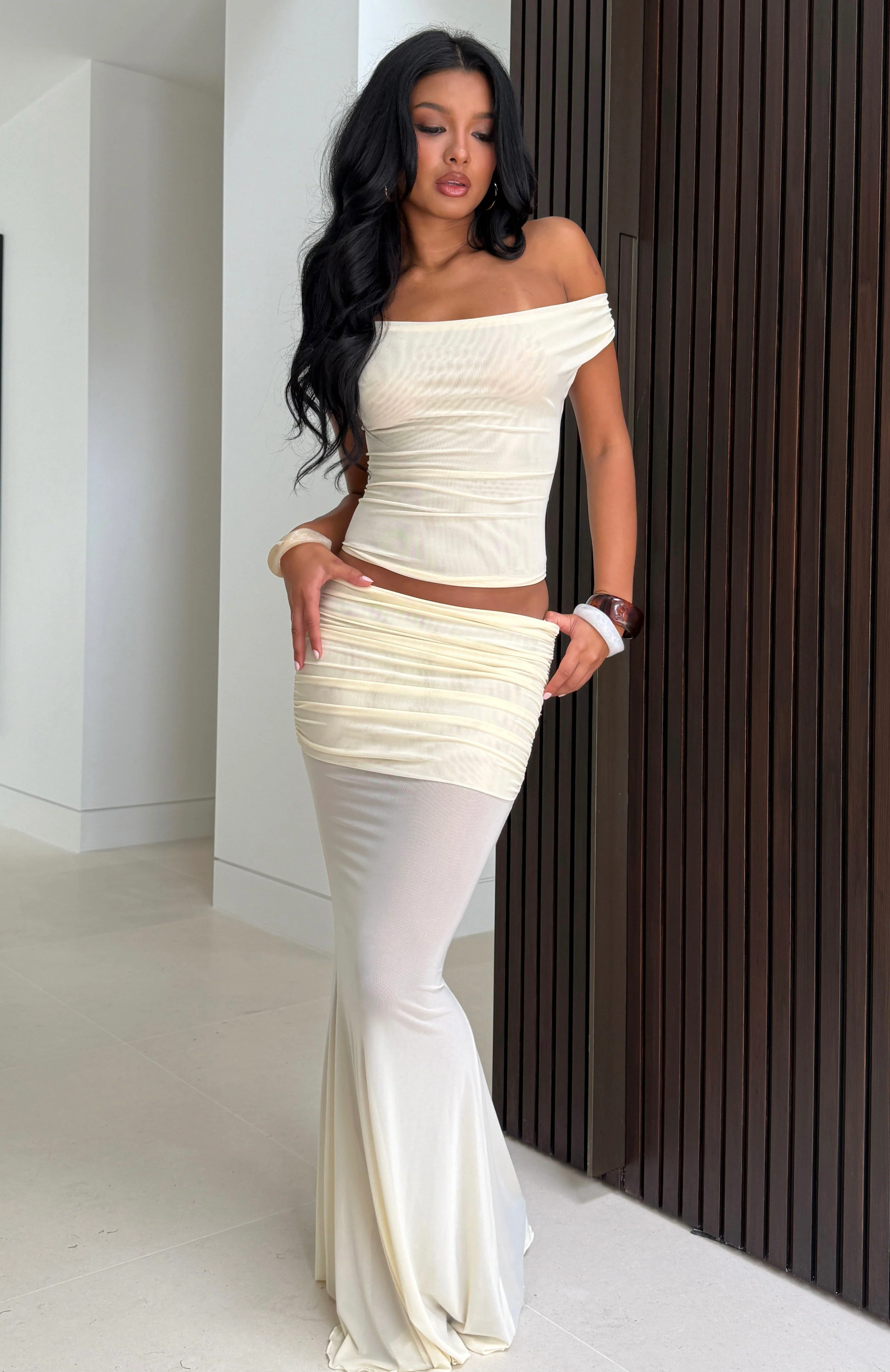 Need Your Heart Maxi Skirt Cream