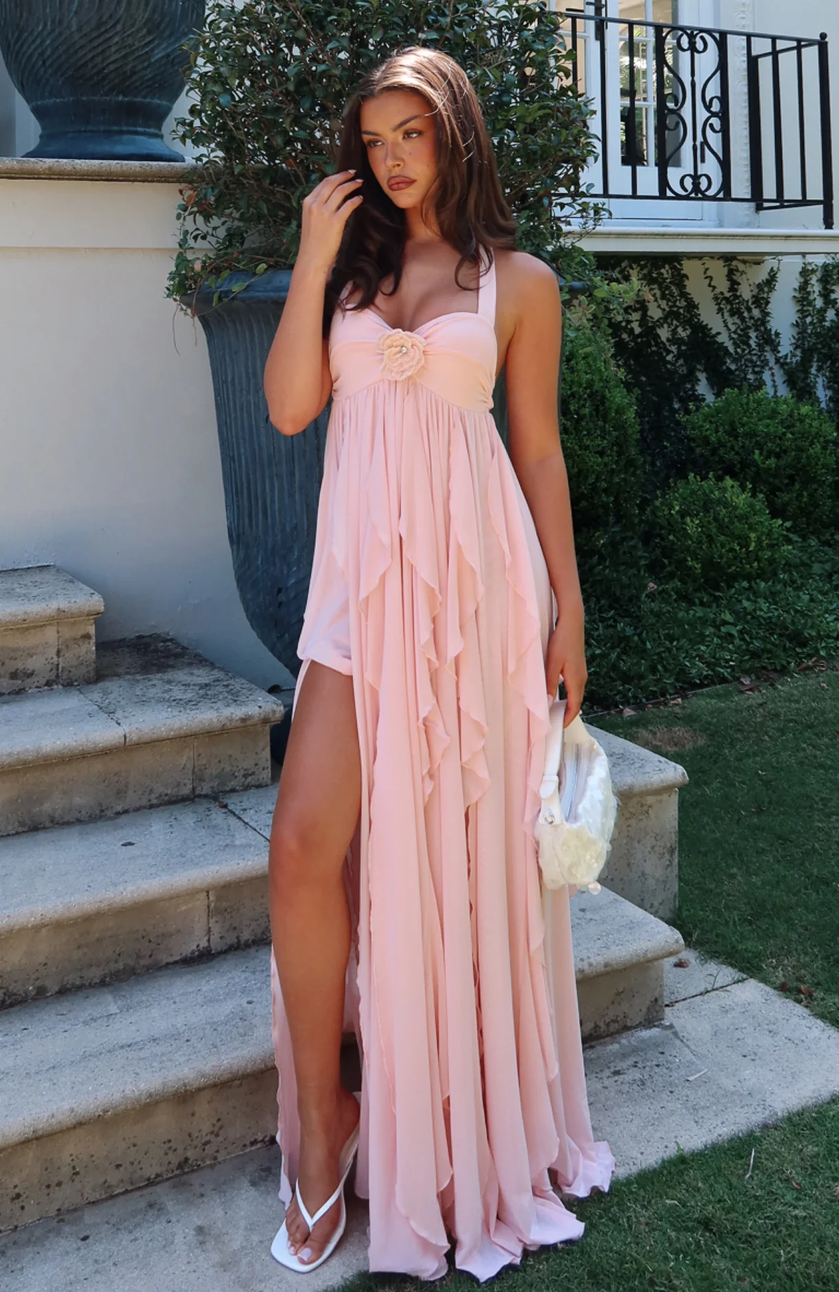 Coral Sands Mesh Maxi Dress Pink