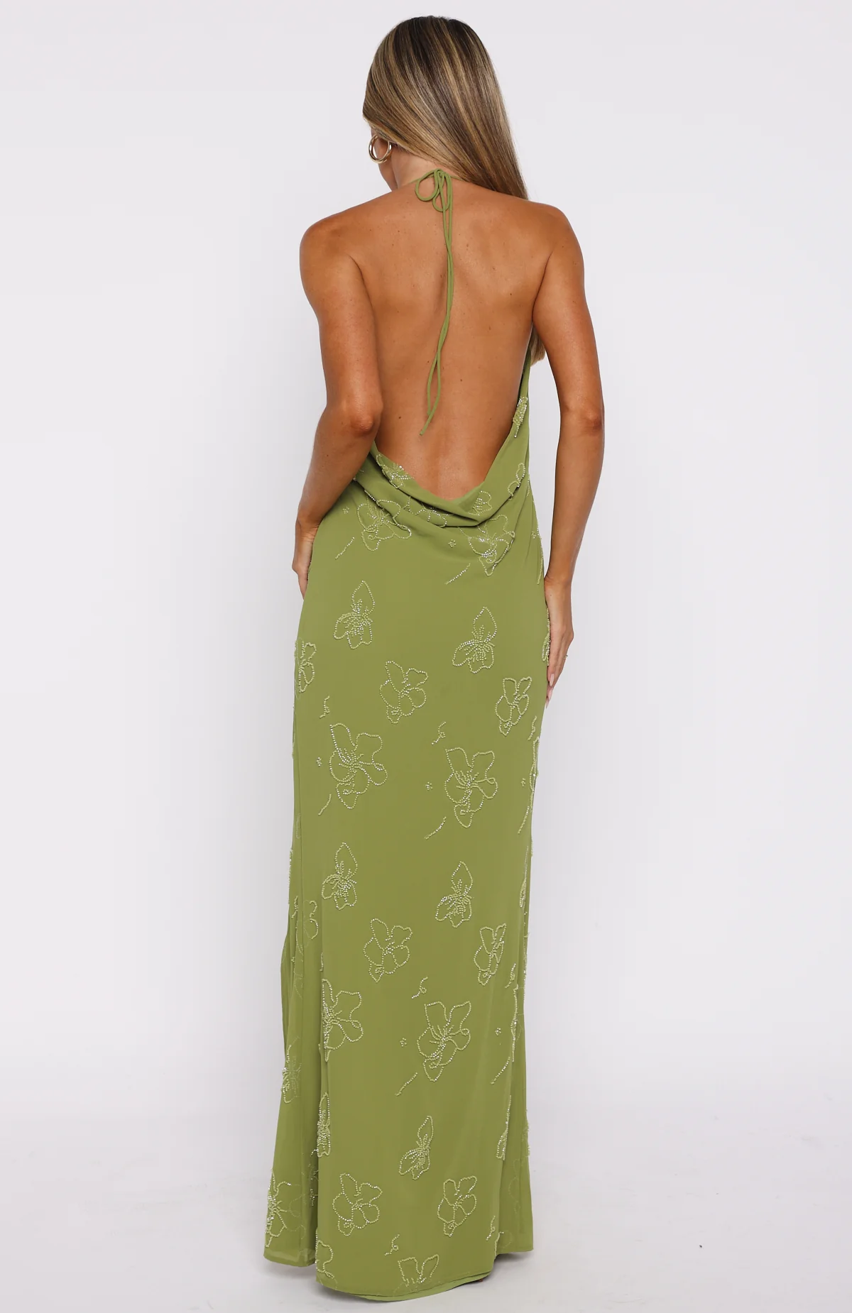 Slow Dancer Beaded Maxi Dress Green Tea