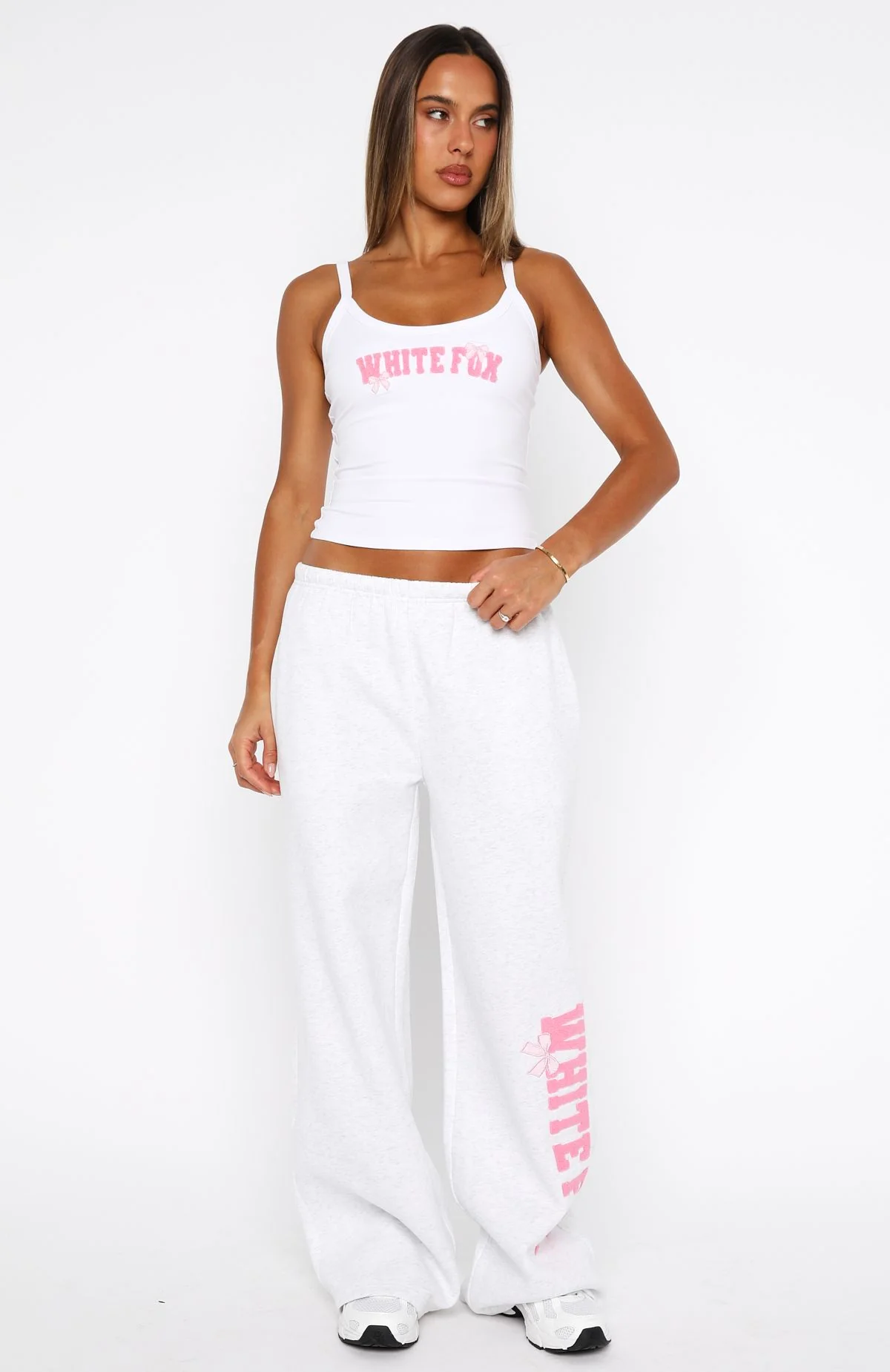 Daydreamers Madeline Wide Leg Sweatpants Grey Marle