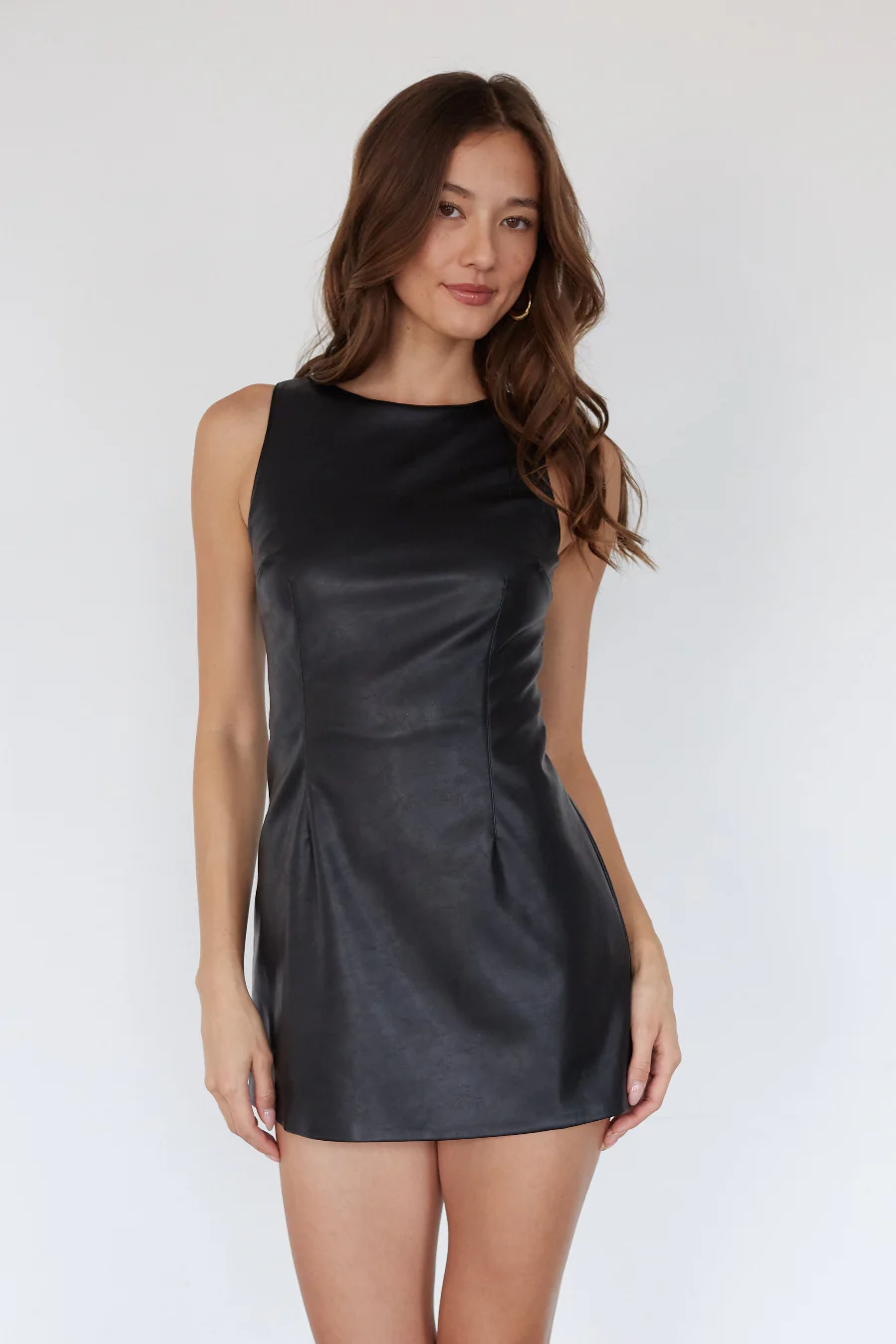 Moni Faux Leather Mini Dress Romper