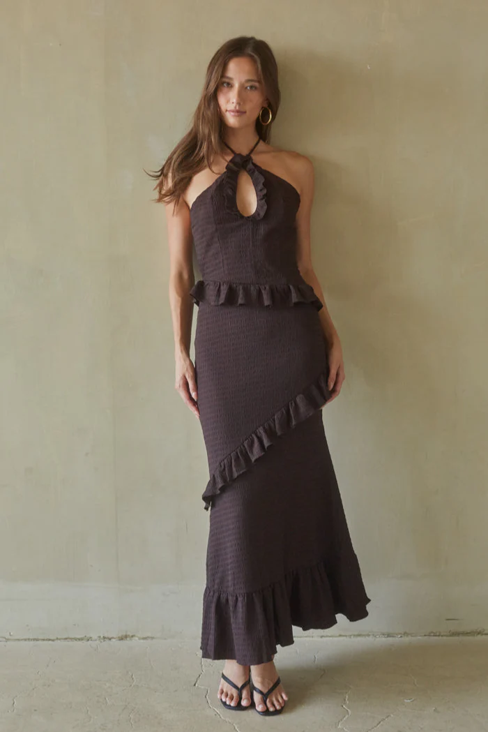 Vanita Ruffled Halter Maxi Dress