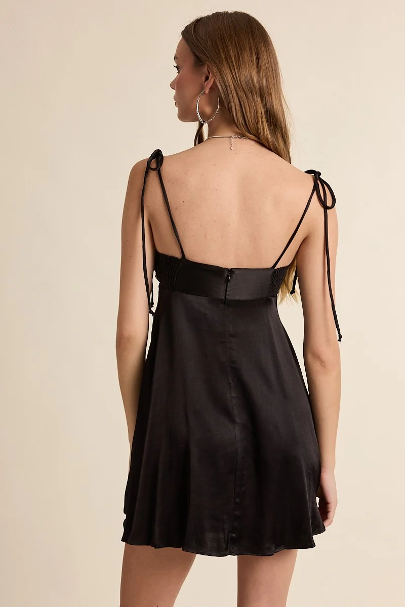 Dilan Tie Strap Satin Mini Dress