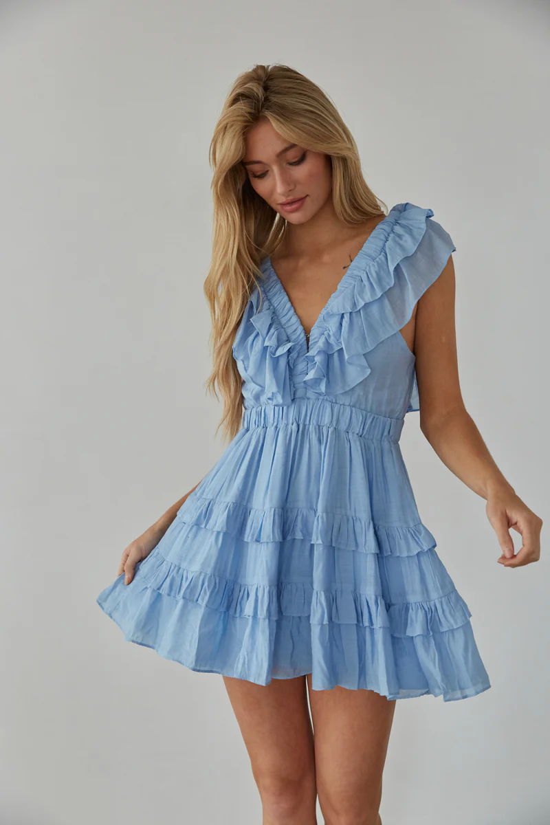 Xena Flutter Sleeve Mini Dress
