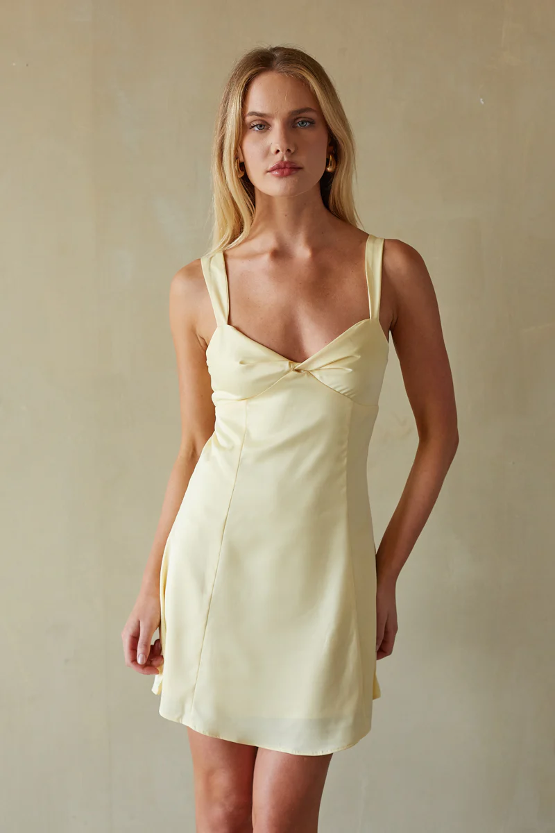 Lizzy Front Twist Tie Back Mini Dress