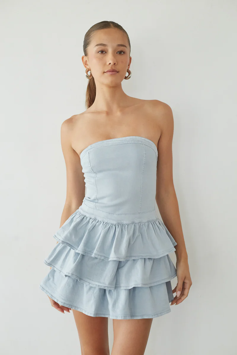 Venus Strapless Ruffle Mini Dress
