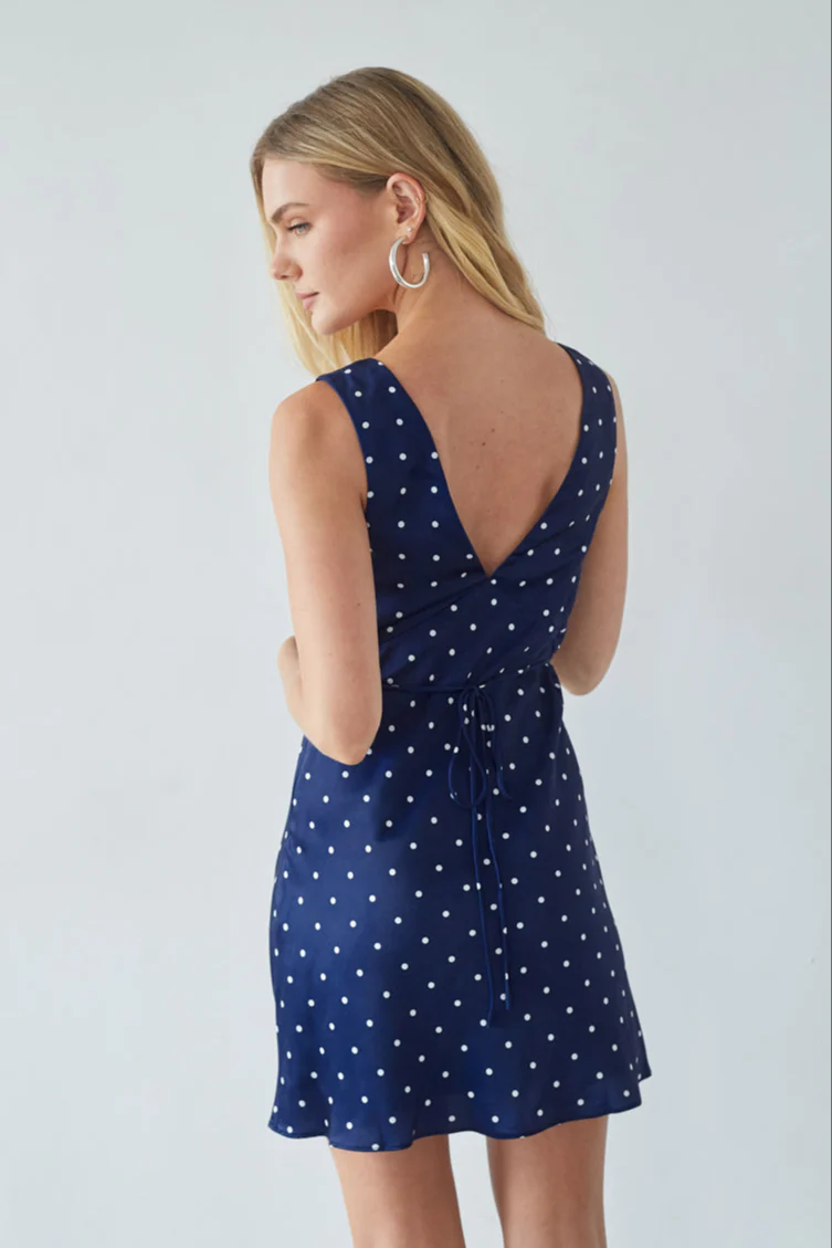 Annie Polka Dot Satin Mini Dress