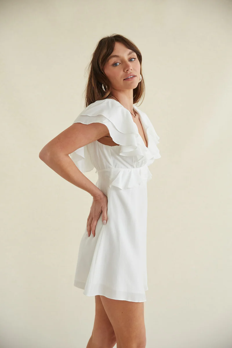 Junie Open Back Flutter Sleeve Mini Dress