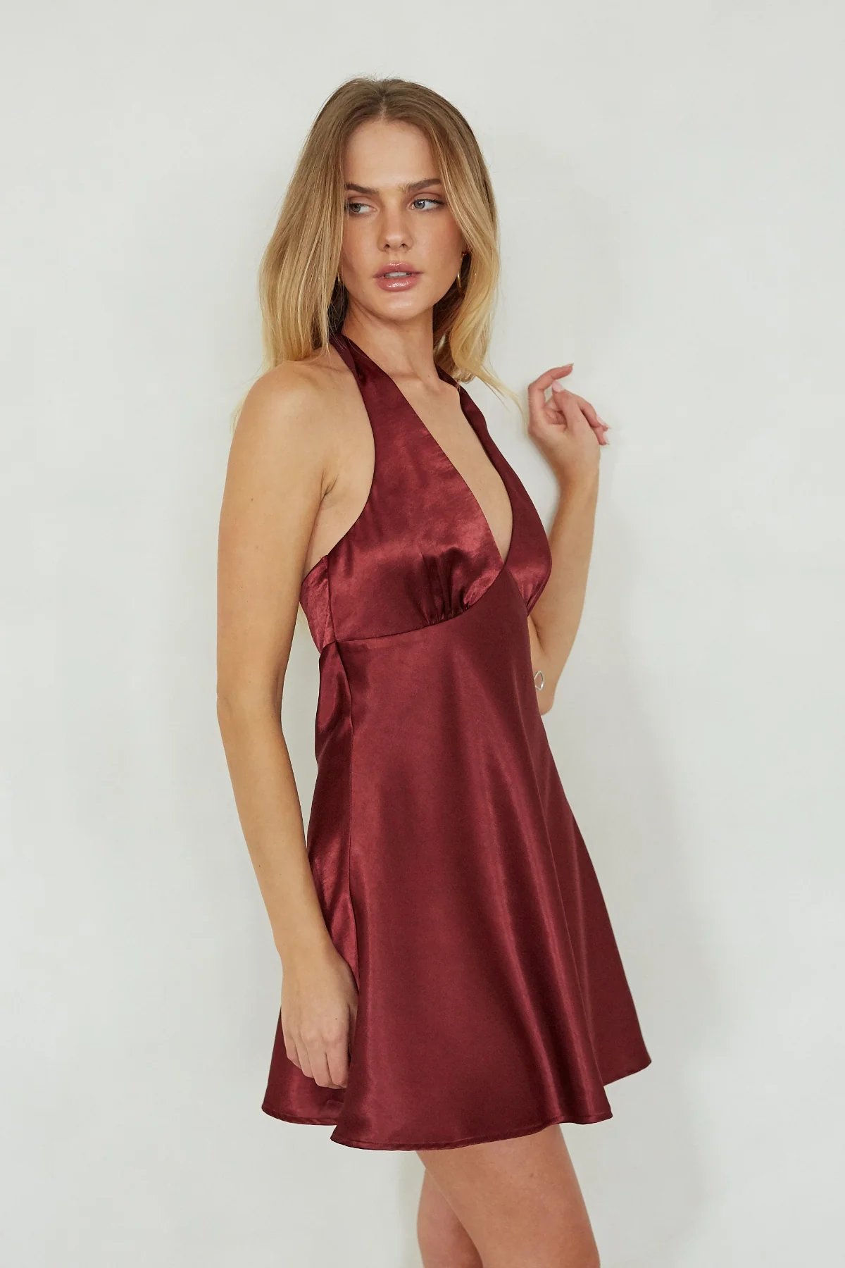 Monet Halter Satin Mini Dress