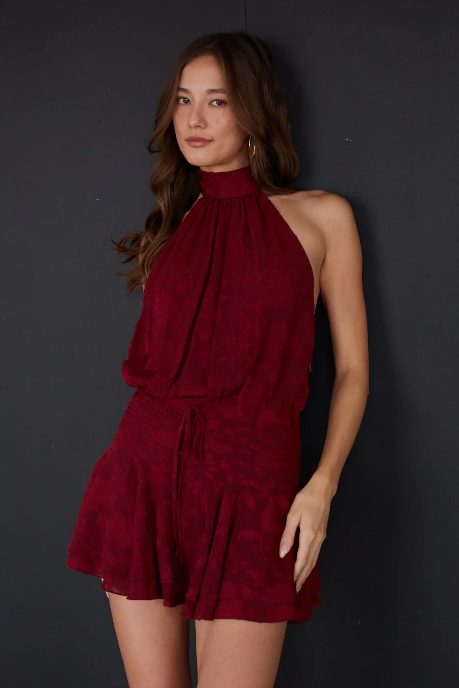 Yaz Textured Mini Dress Romper