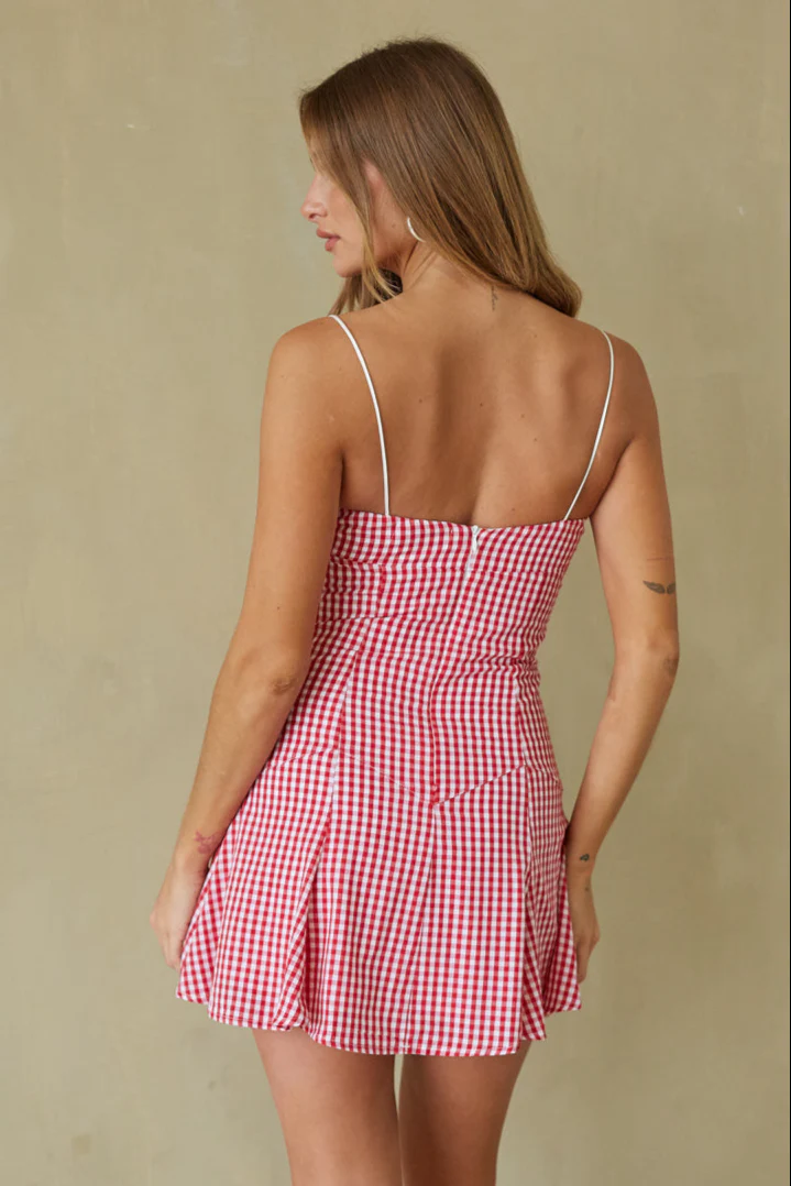 Liv Gingham Fit and Flare Mini Dress