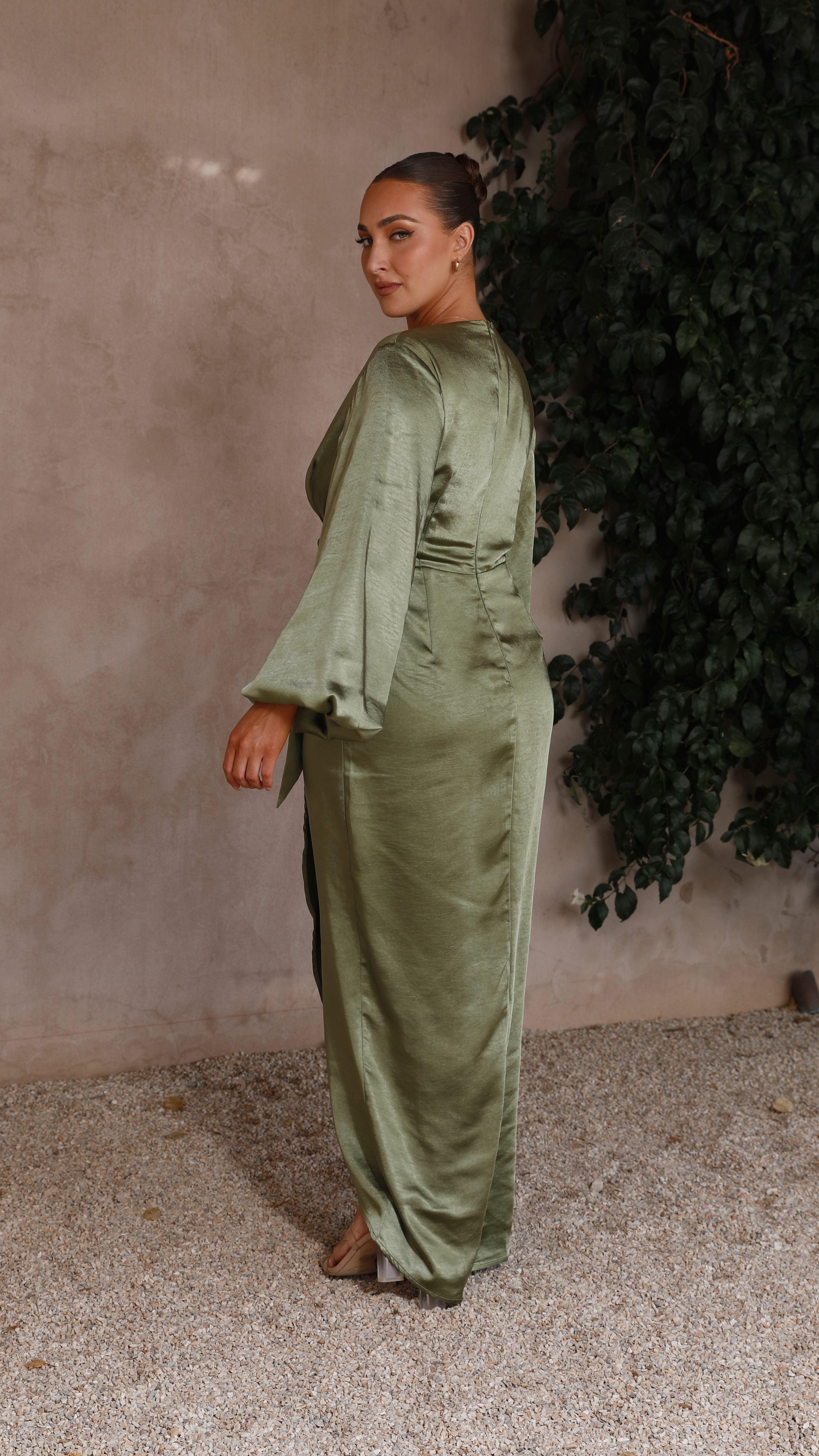 Naomi Long Sleeve Maxi Dress - Olive