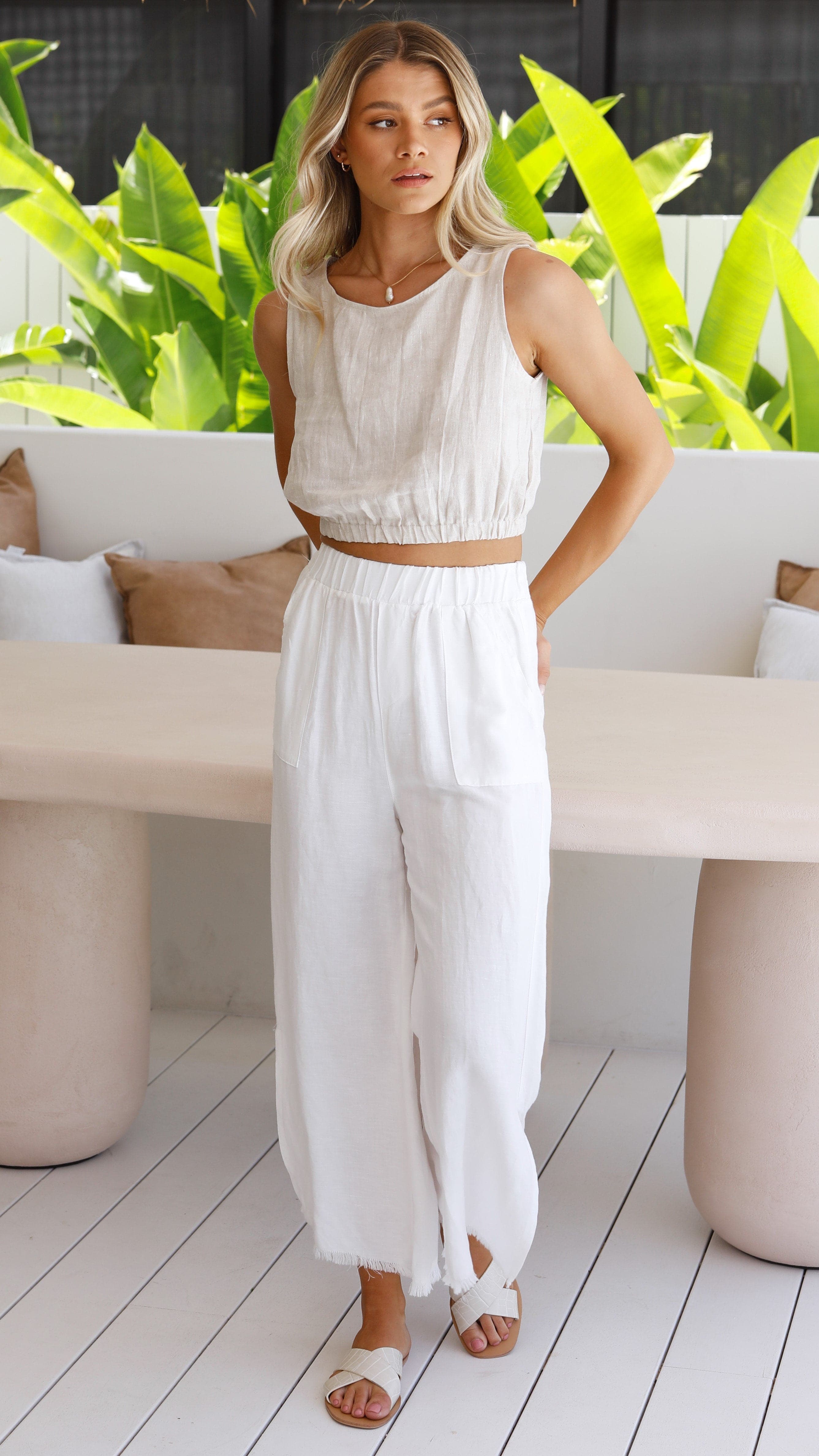 Aimee Linen Top - Natural