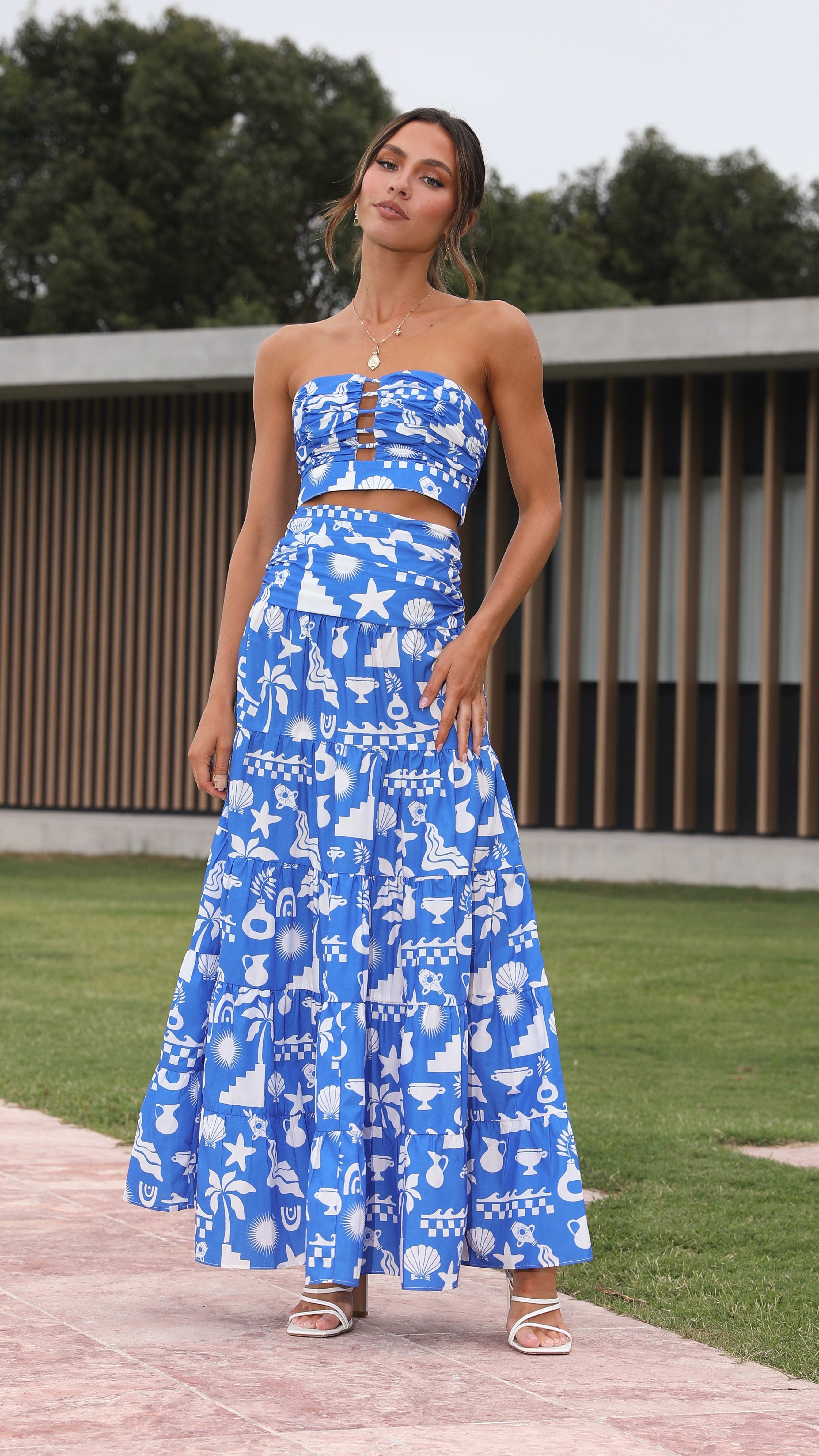 Cove Maxi Skirt - Blue Print