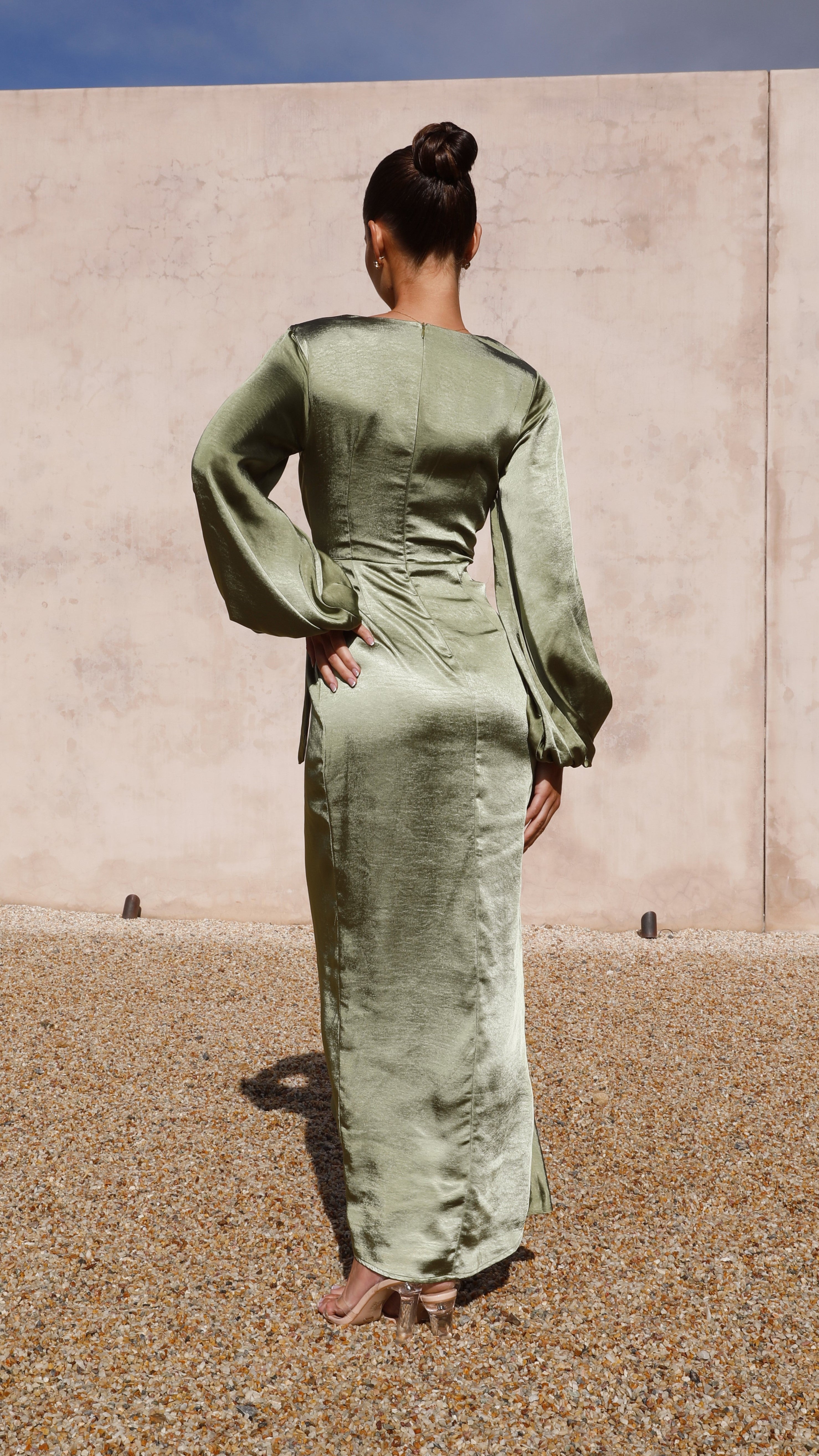 Naomi Long Sleeve Maxi Dress - Olive